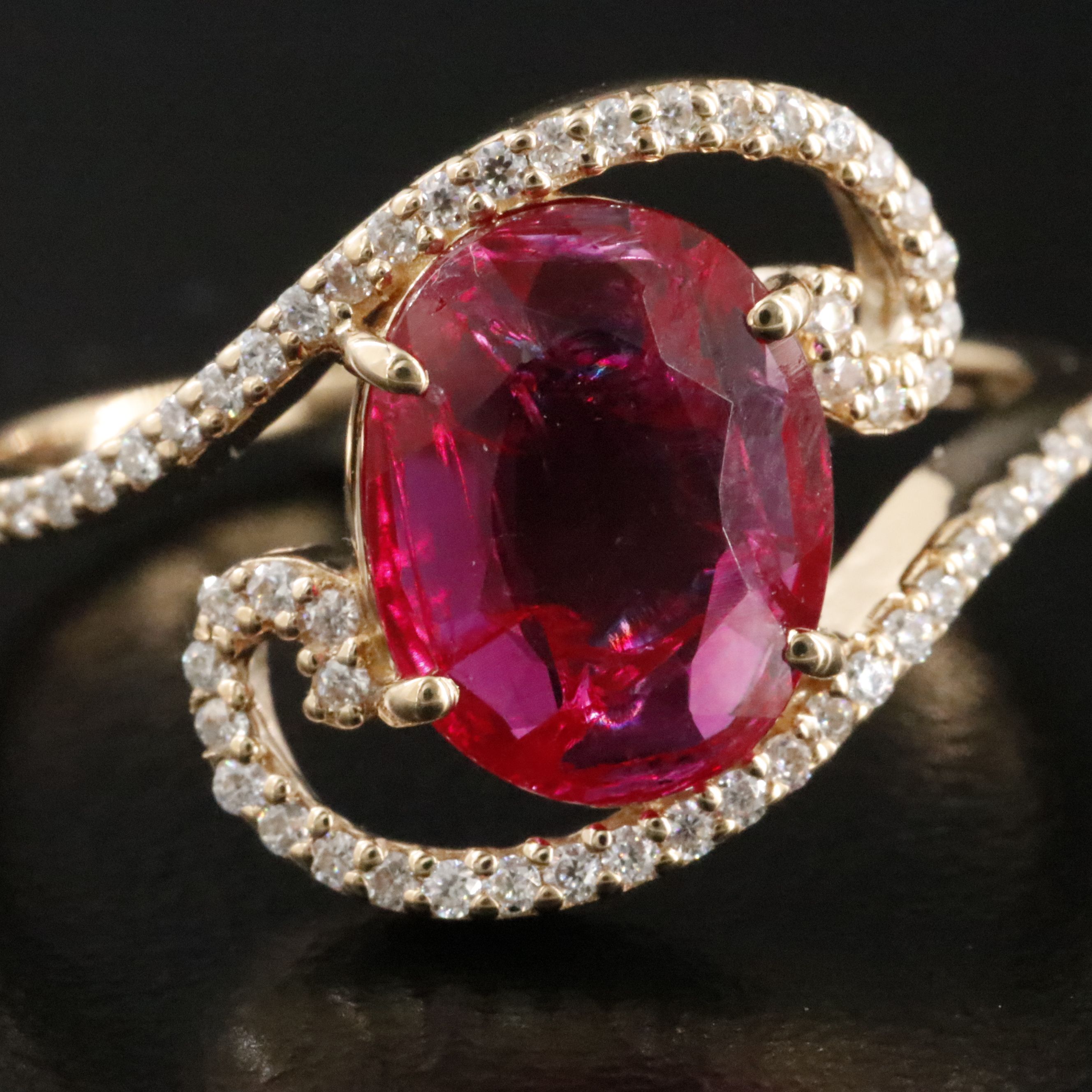 14K 1.84 CT Ruby and Moissanite Ring
