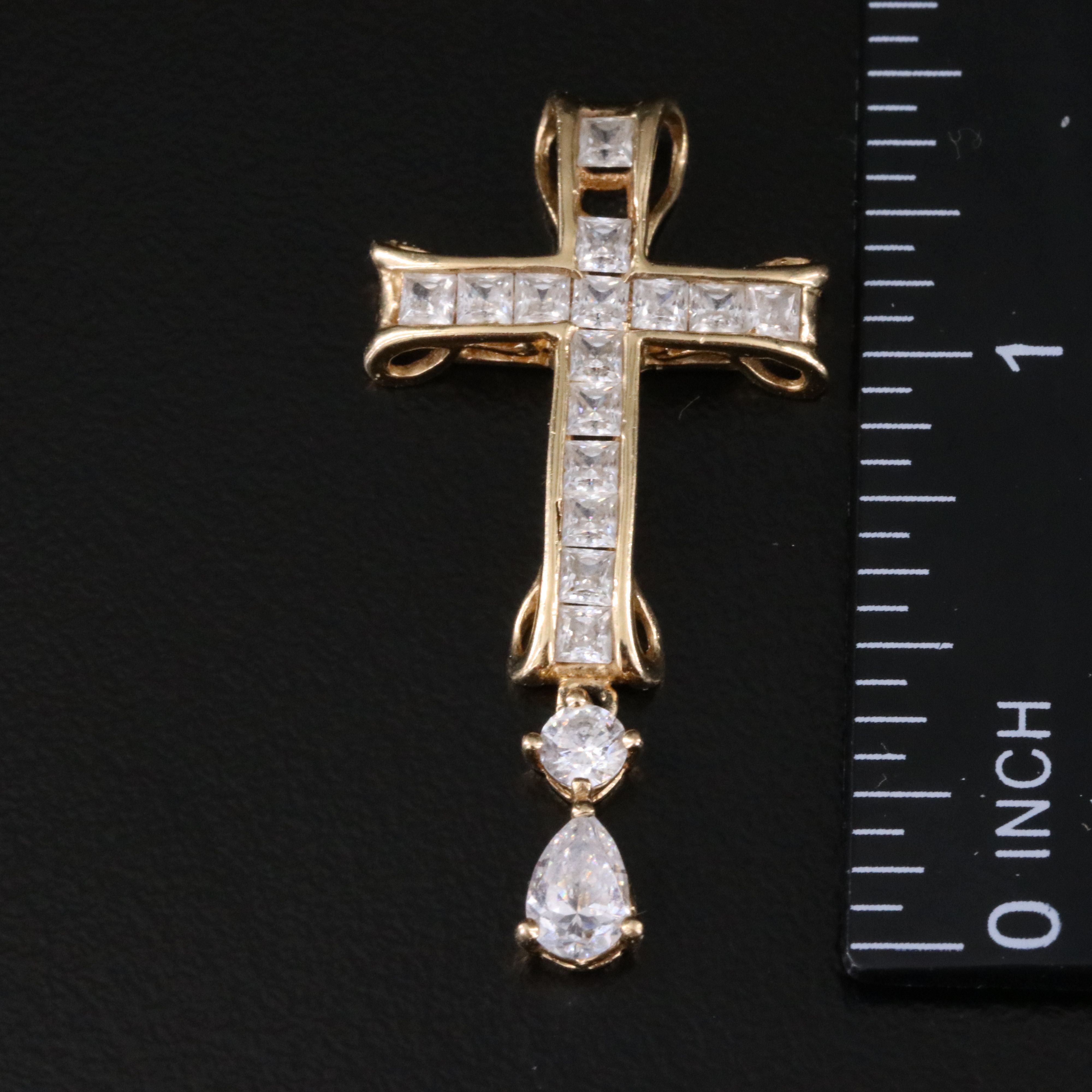 14K CZ Cross and  Pearl Pendants