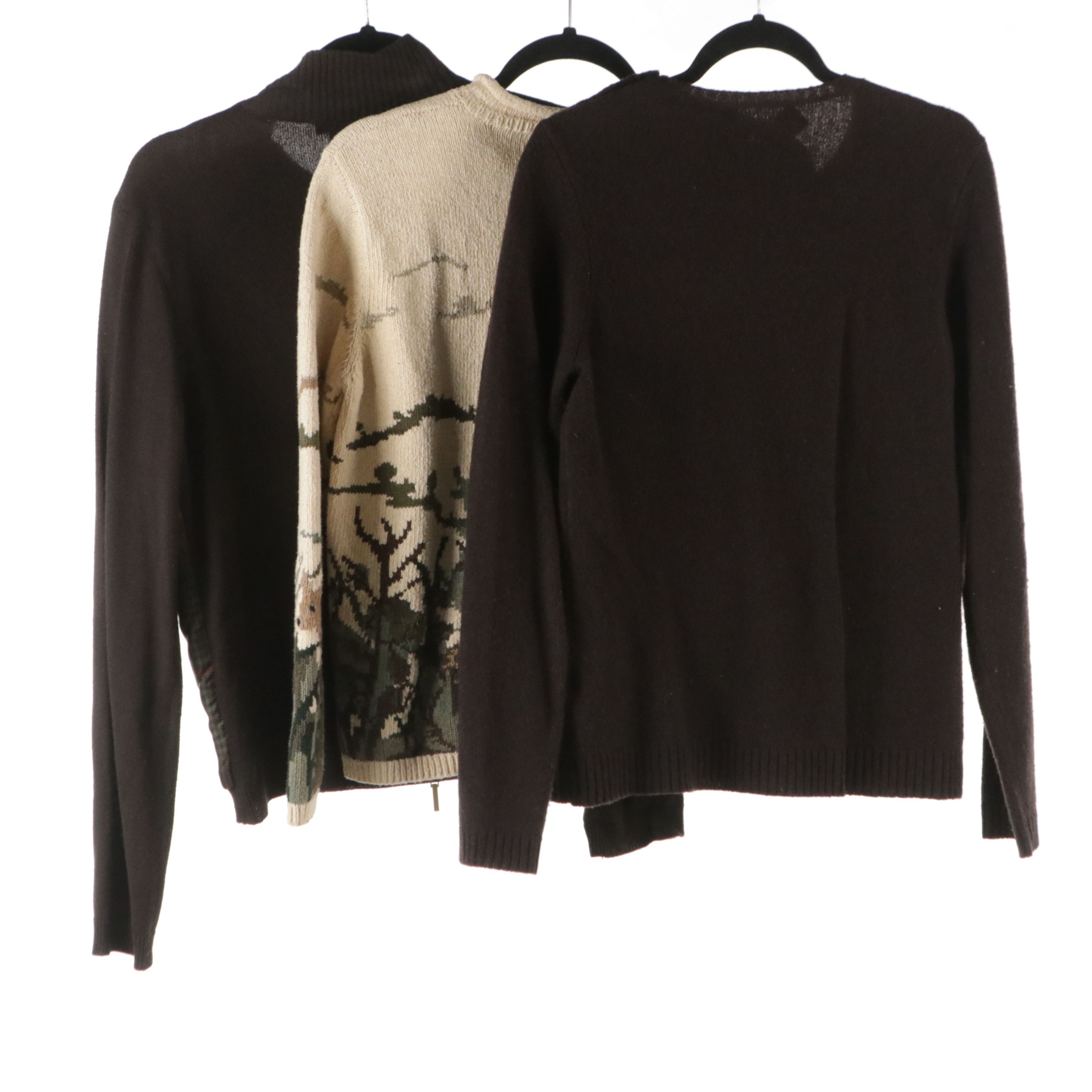 Lauren Ralph Lauren Printed Silk/Cashmere Zip Jacket, Wool and Cotton Sweaters