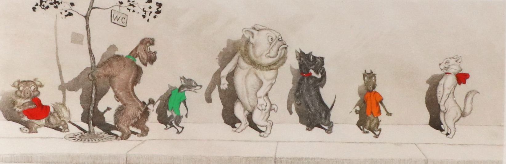 Boris O'Klein Hand-Colored Etching "L'étourdie," 20th Century