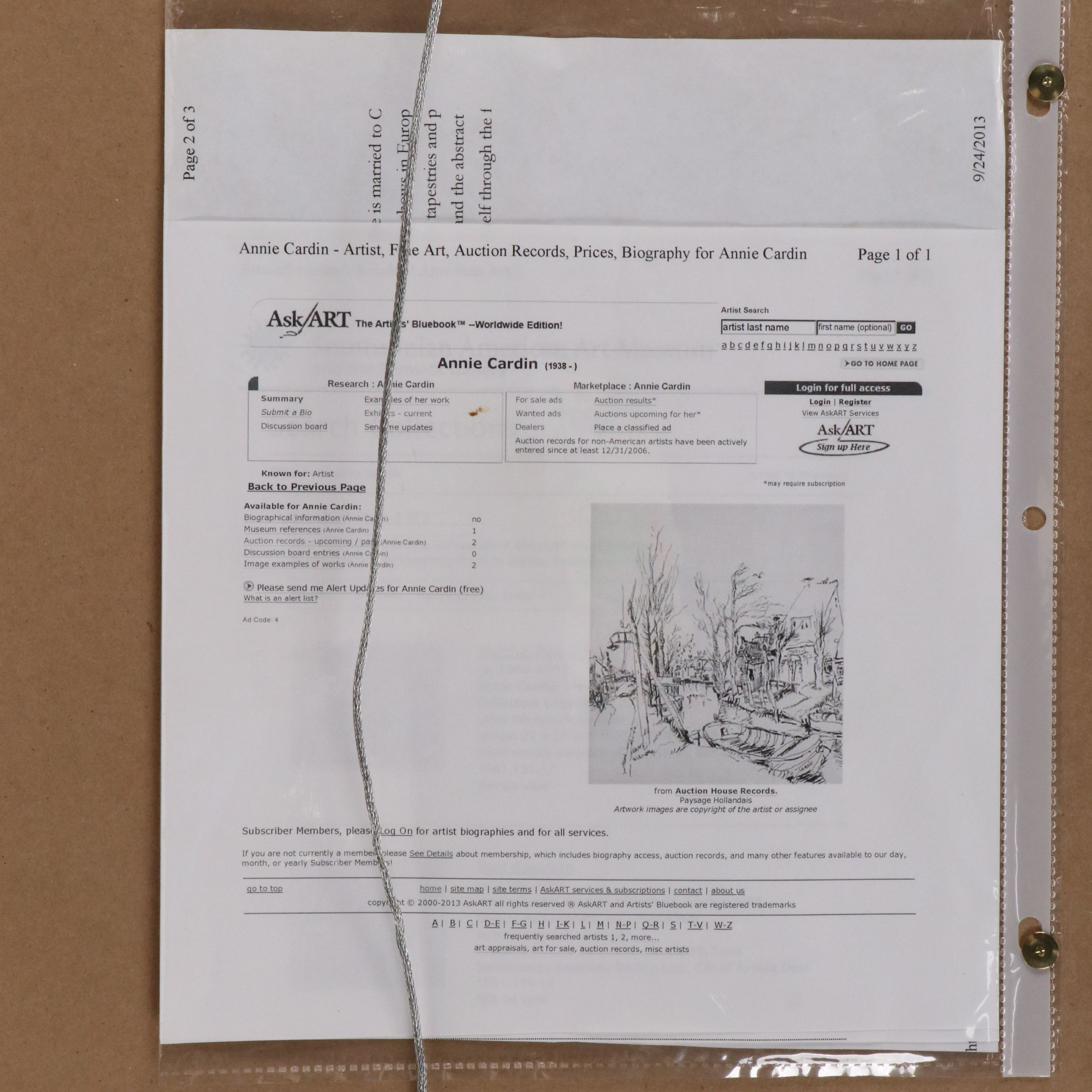 Annie Cardin Gouache Painting "Rue Mouffetard," 20th Century