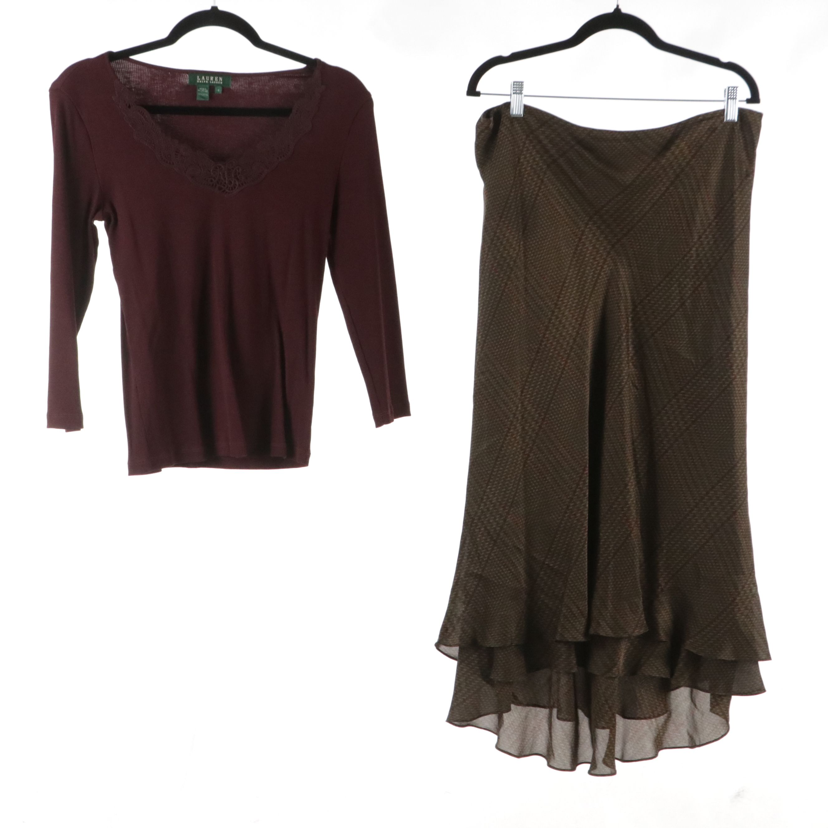 Lauren Ralph Lauren Plaid Silk Midi Skirt, Cashmere Knit Sweater, More Separates