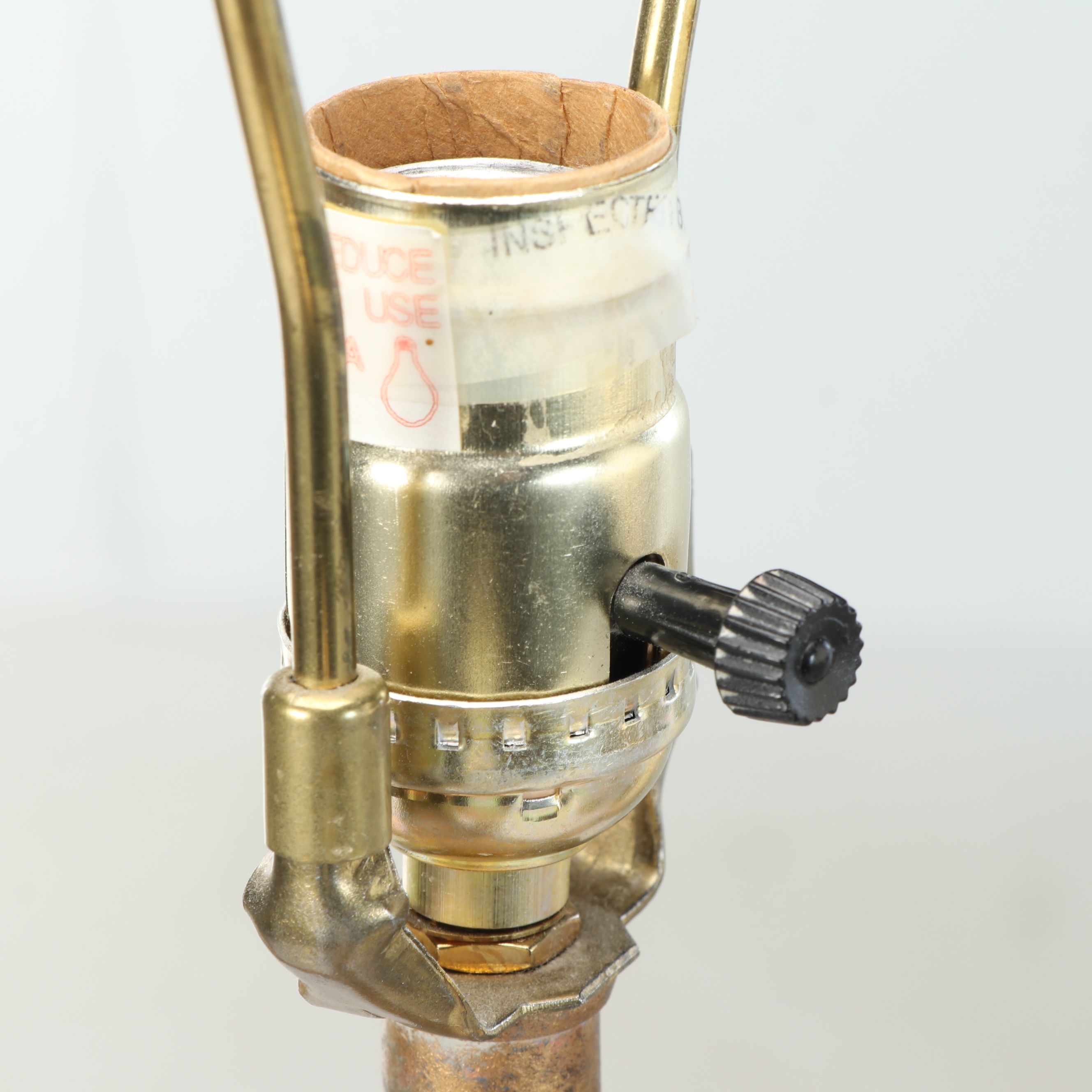 Neoclassical Style Gold Finish Metal and Crystal Table Lamps with Cotton Shades