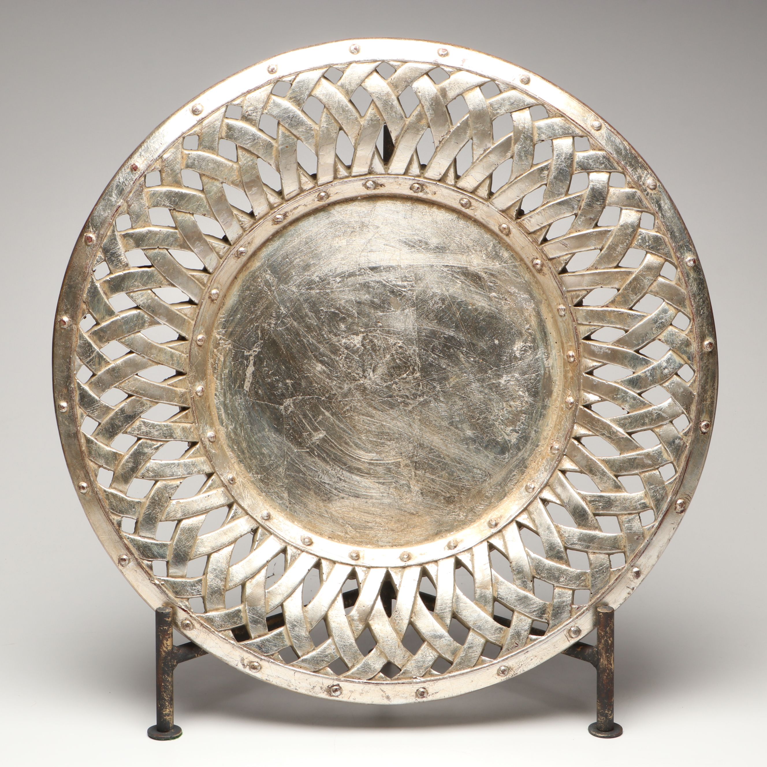 Contemporary Metallic Finish Resin Candle Holders with Lidded Orb and Platter