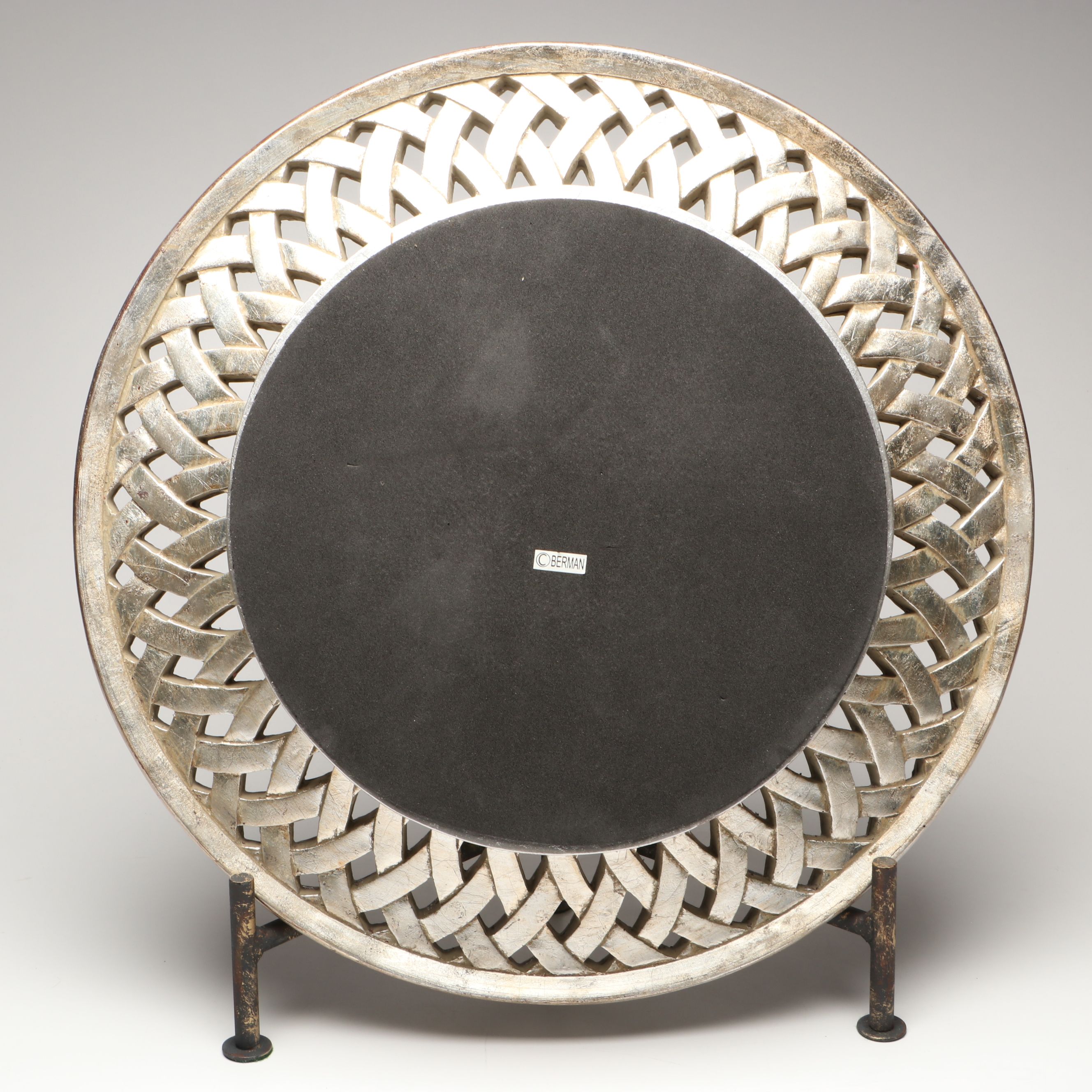 Contemporary Metallic Finish Resin Candle Holders with Lidded Orb and Platter