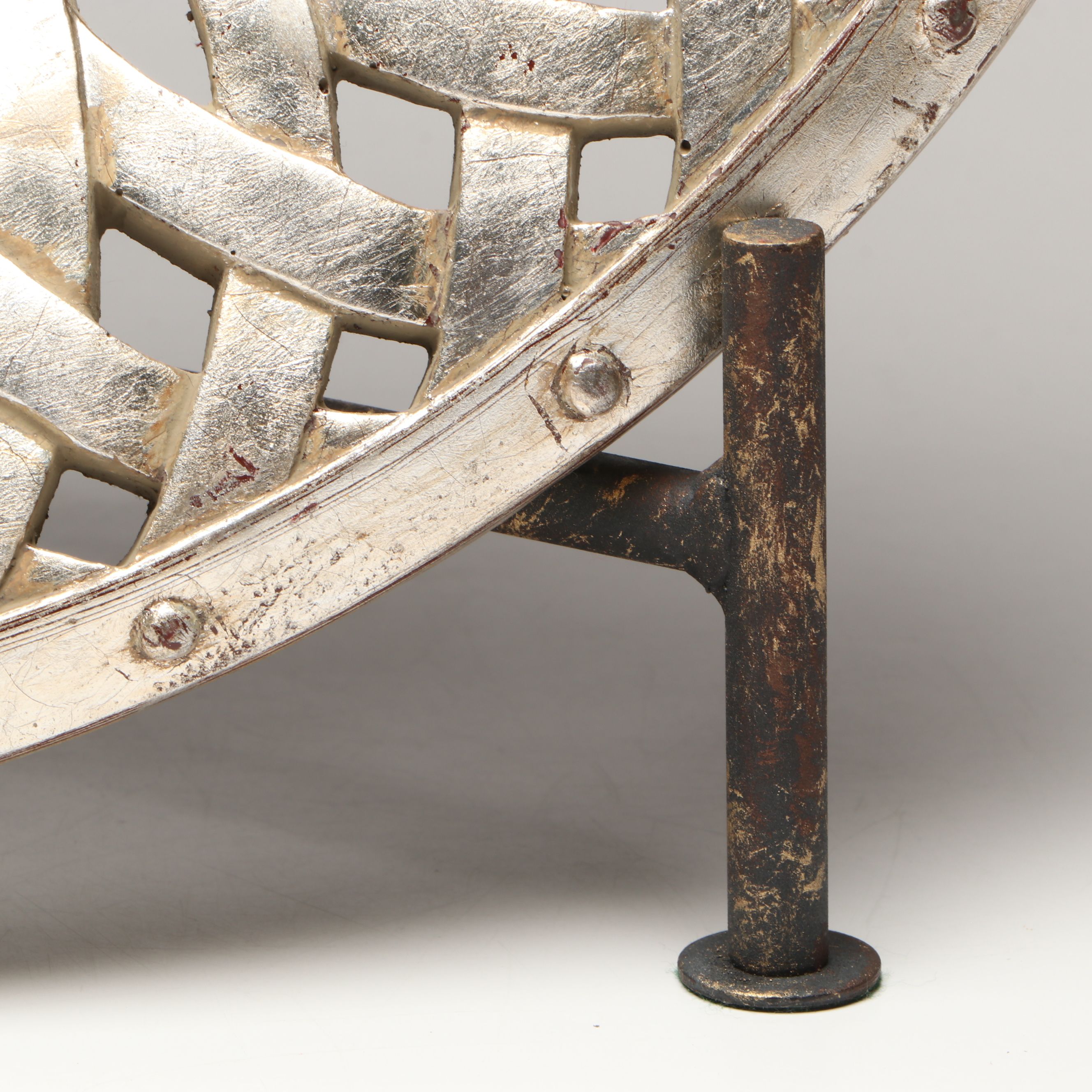 Contemporary Metallic Finish Resin Candle Holders with Lidded Orb and Platter