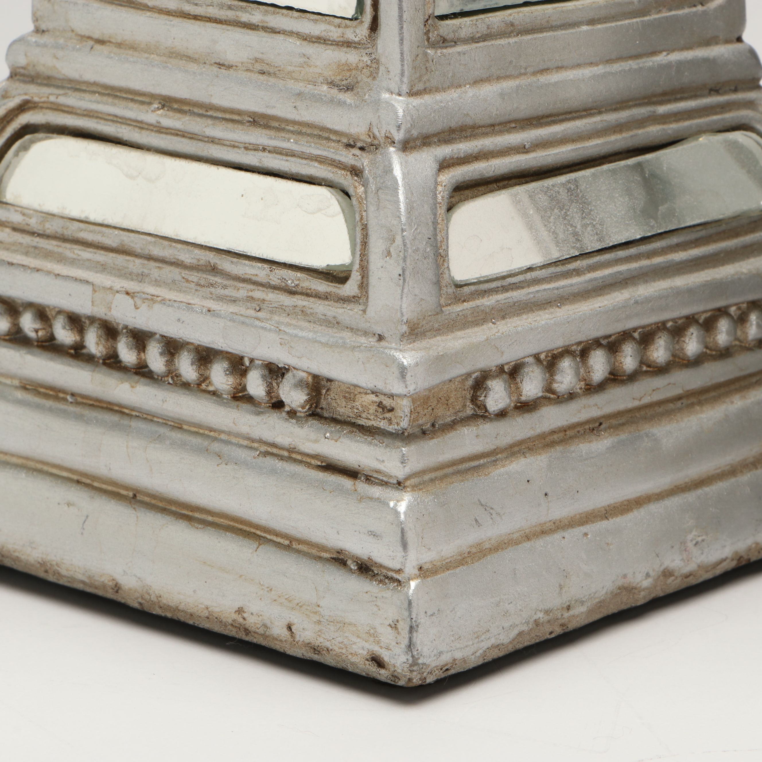 Contemporary Metallic Finish Resin Candle Holders with Lidded Orb and Platter