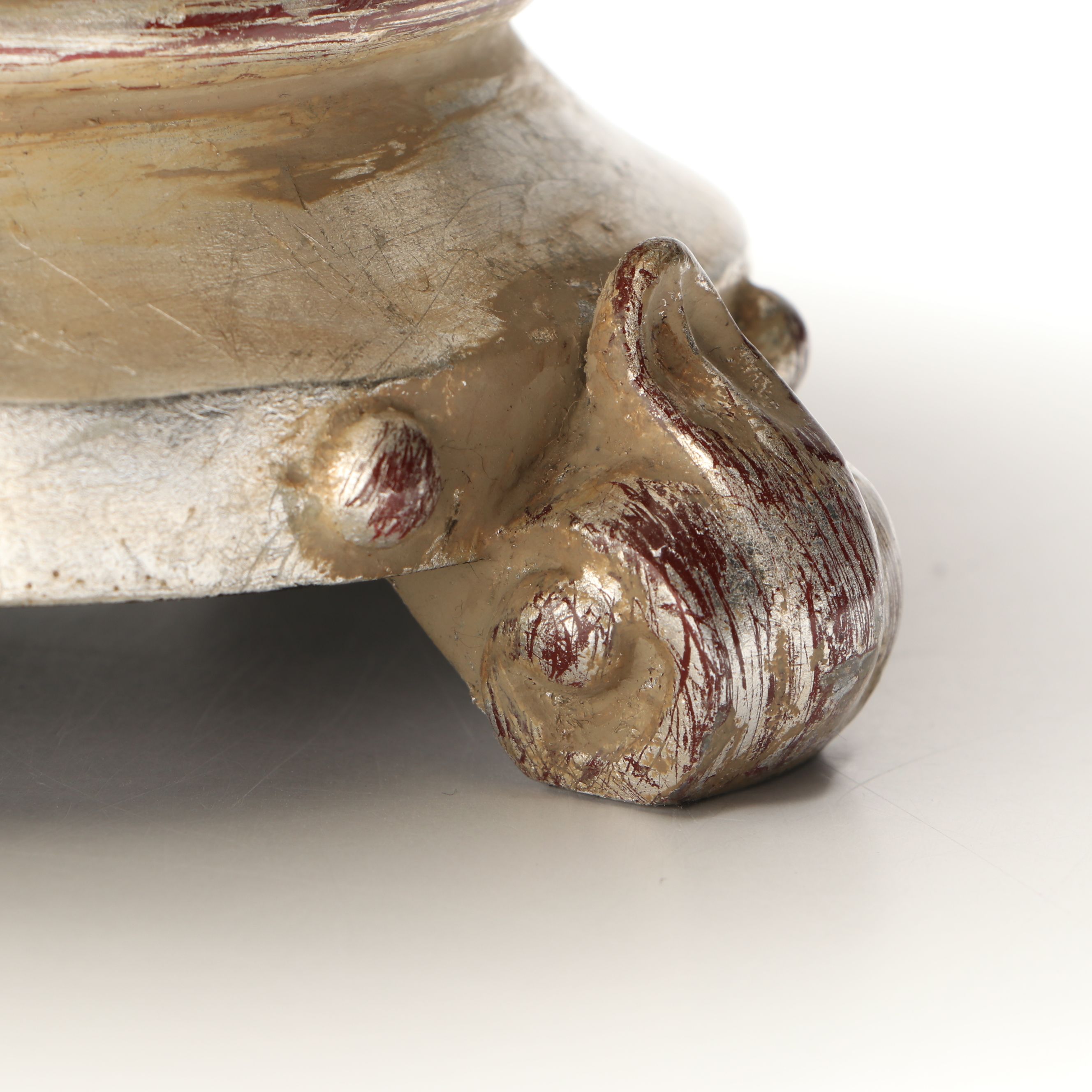 Contemporary Metallic Finish Resin Candle Holders with Lidded Orb and Platter