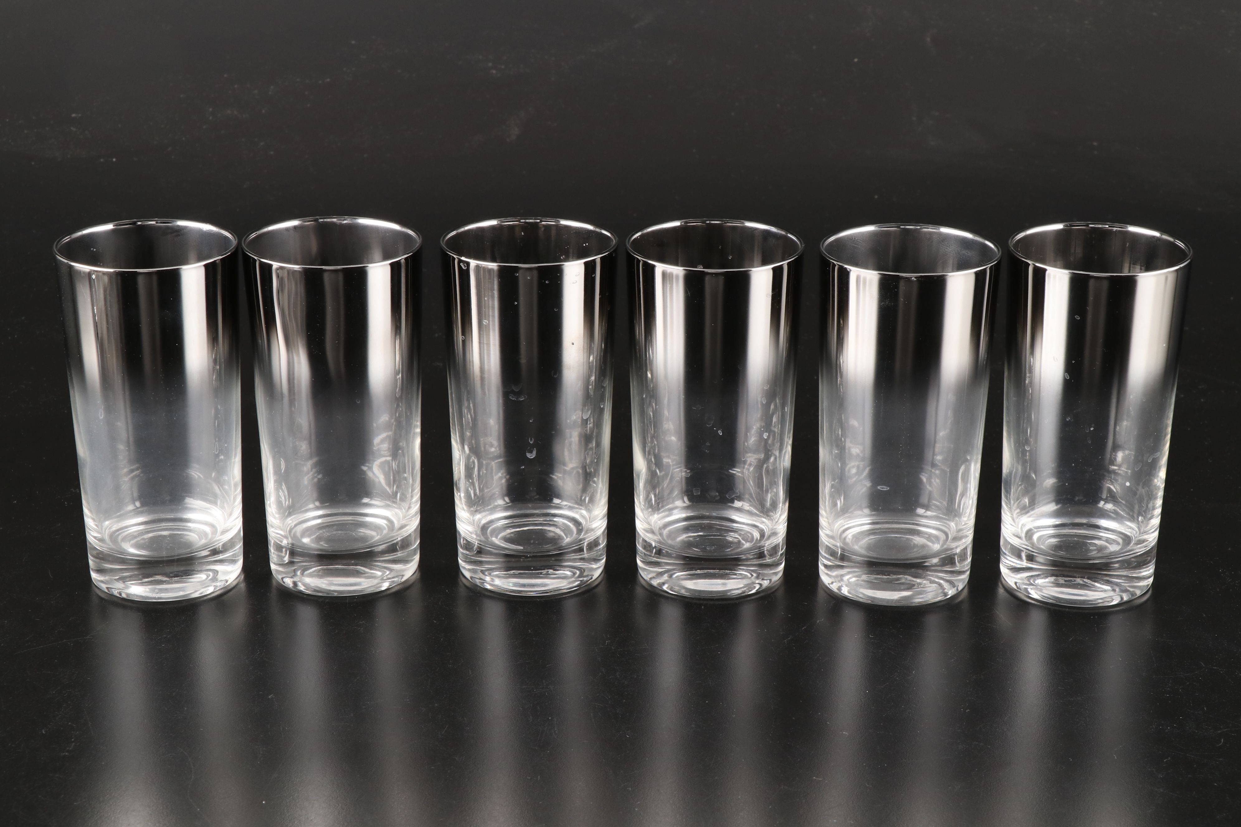 Mid Century Modern Dorothy Thorpe Style Roly Poly and Highball Glasses in Caddy