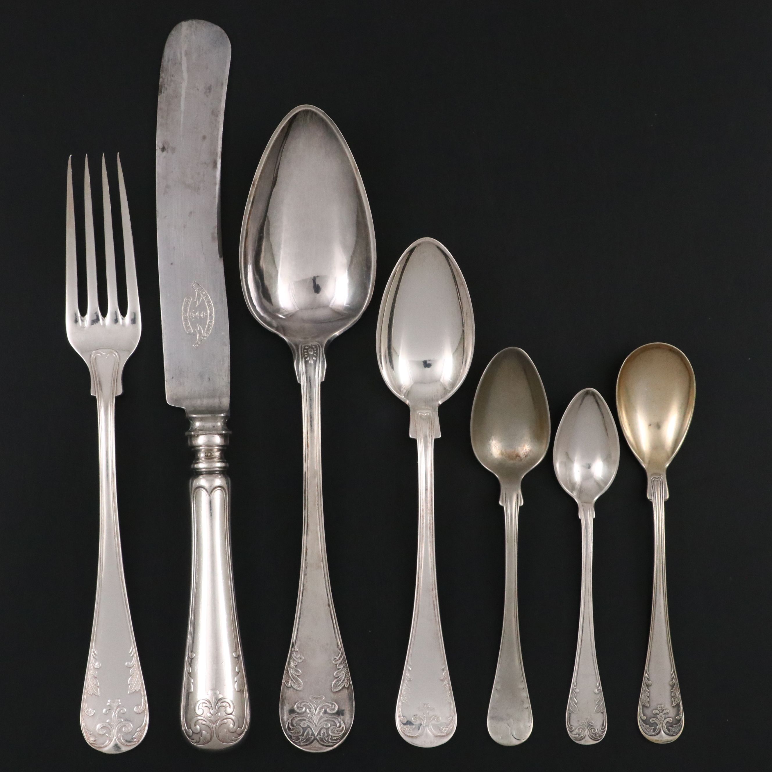 Antique Swedish 800 Silver Spoons with More Silver Plate Utensils