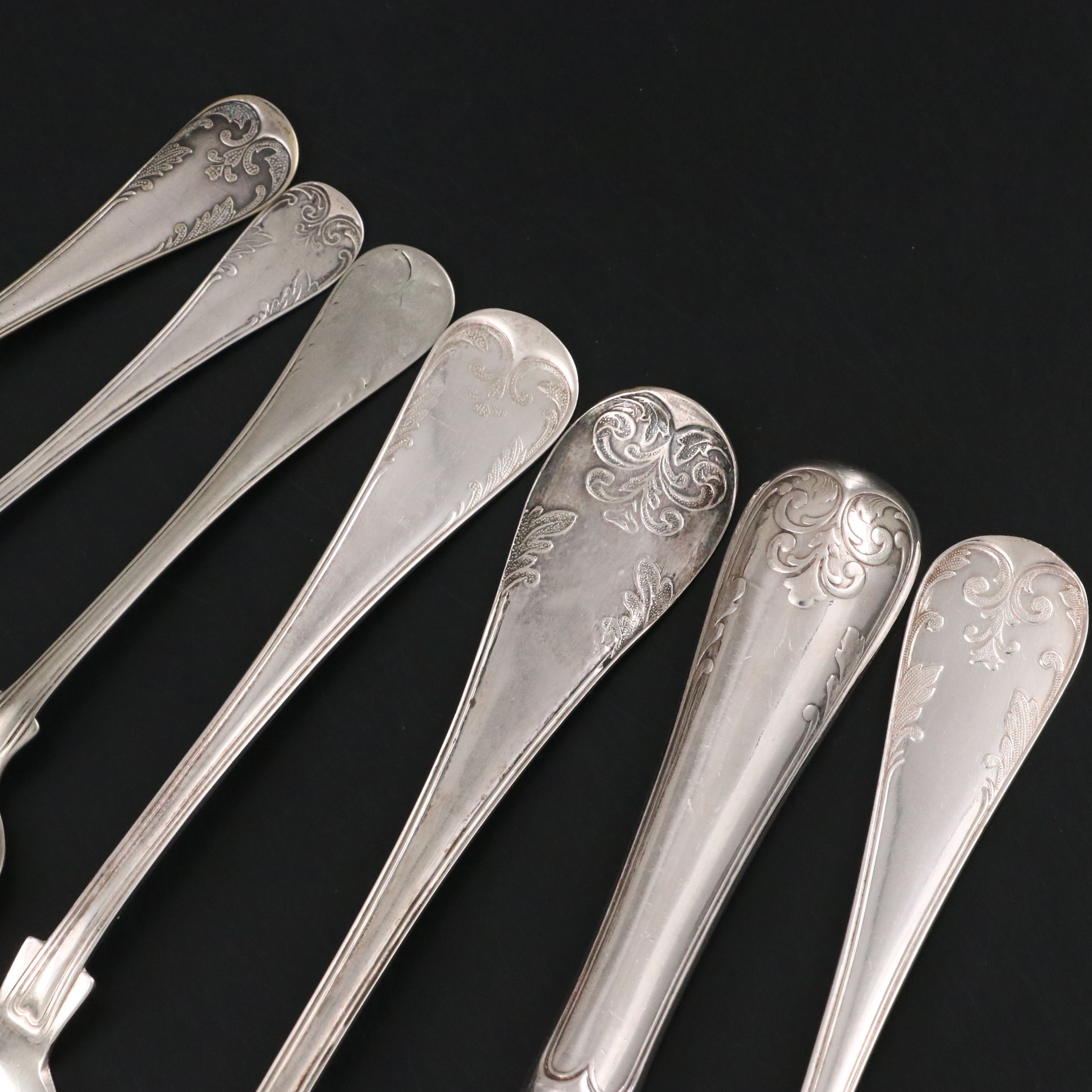 Antique Swedish 800 Silver Spoons with More Silver Plate Utensils