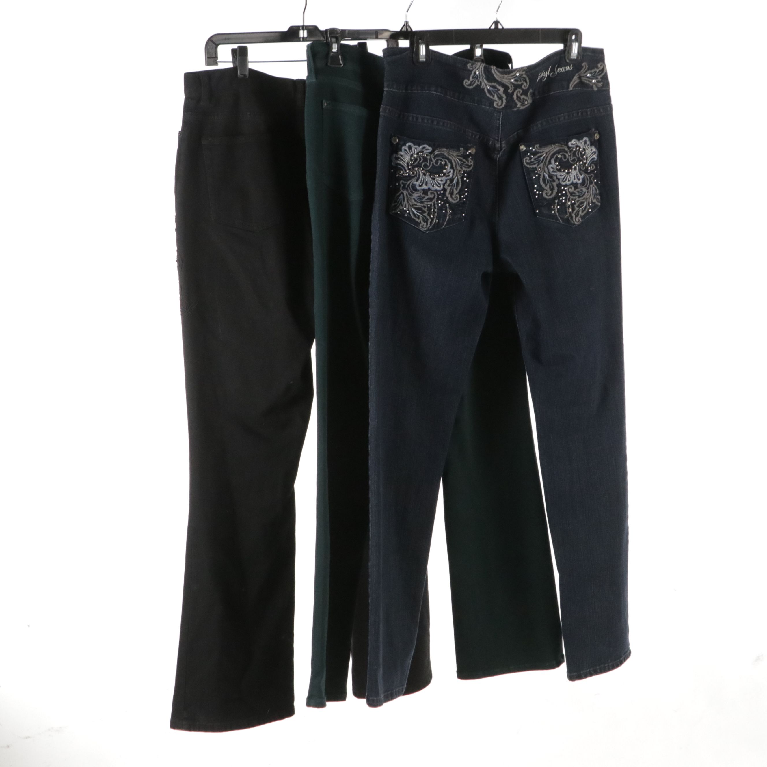 Ralph Lauren Jeans Co. Embellished Black Jeans, NYDJ Green Jeans, Other Pair