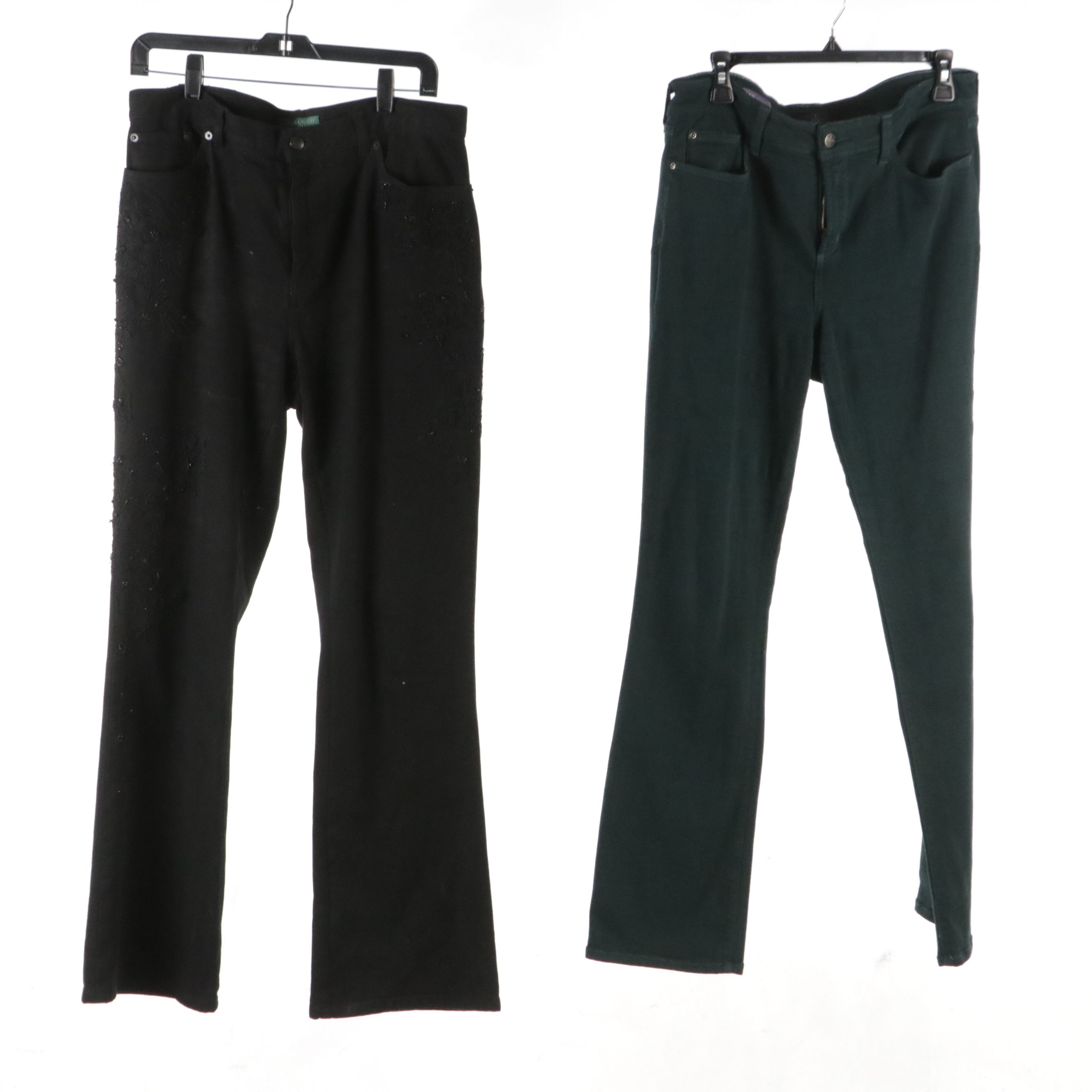 Ralph Lauren Jeans Co. Embellished Black Jeans, NYDJ Green Jeans, Other Pair