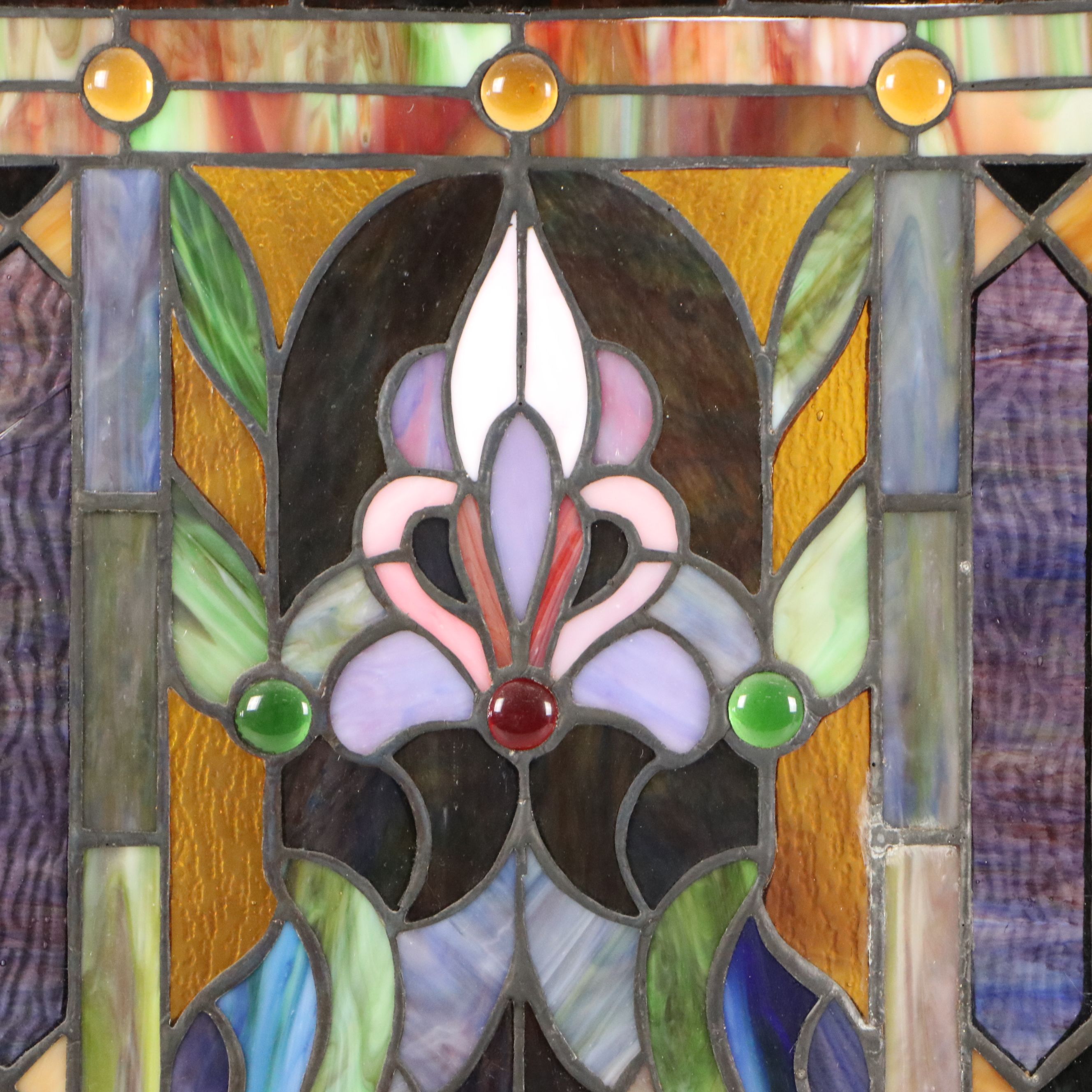 Art Nouveau Style Stained Glass Window Hanging