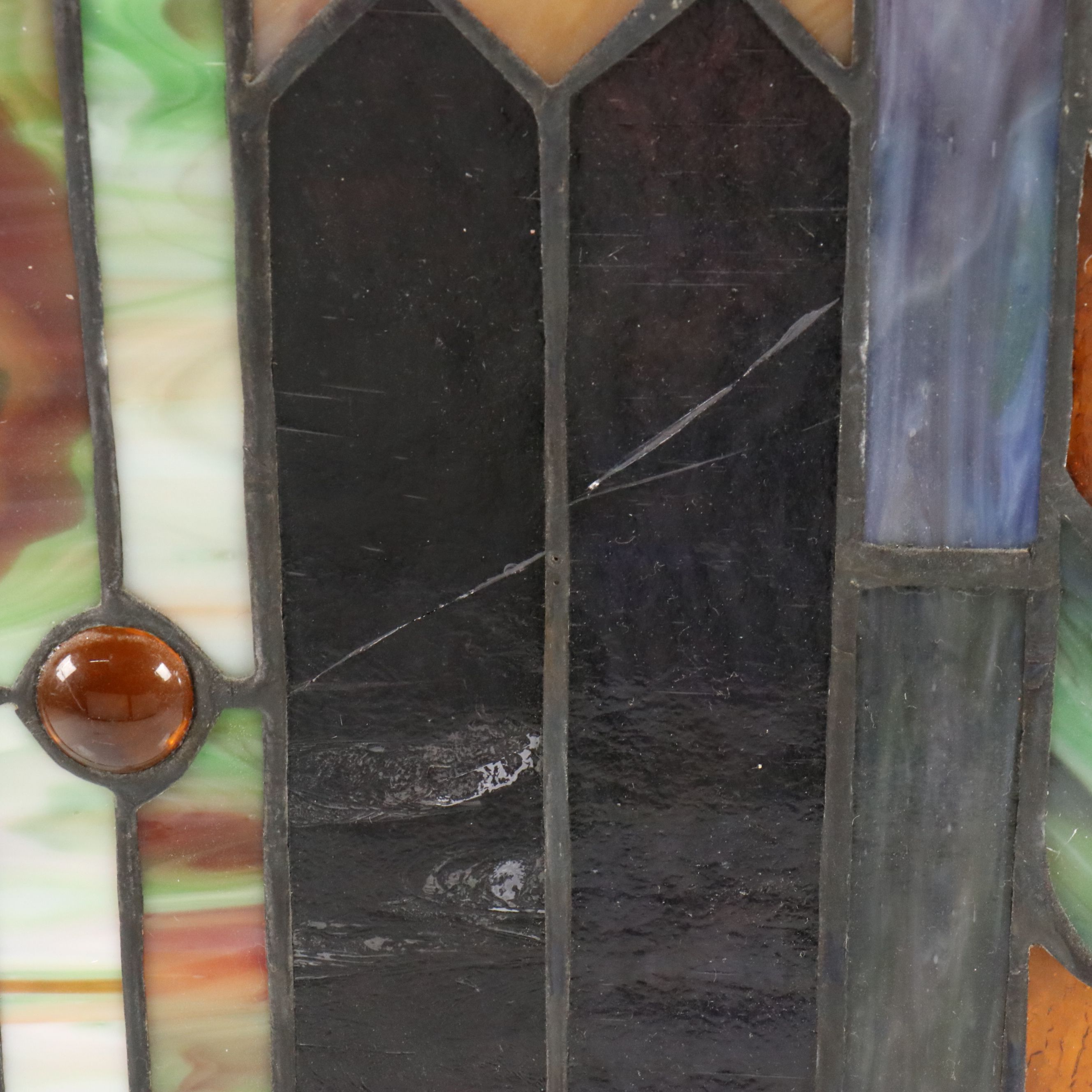 Art Nouveau Style Stained Glass Window Hanging