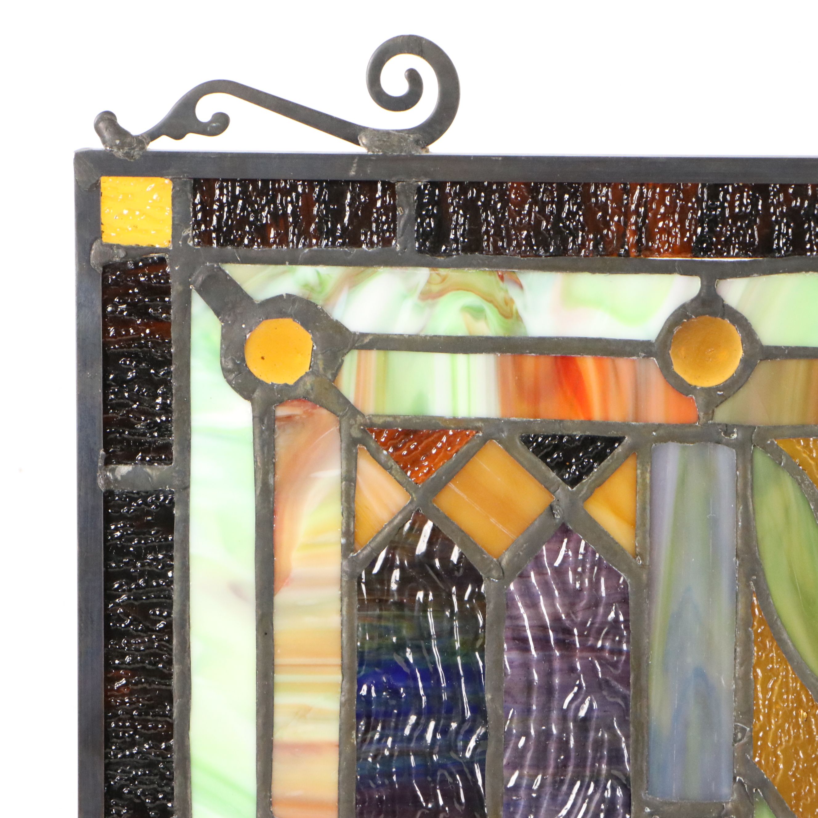 Art Nouveau Style Stained Glass Window Hanging