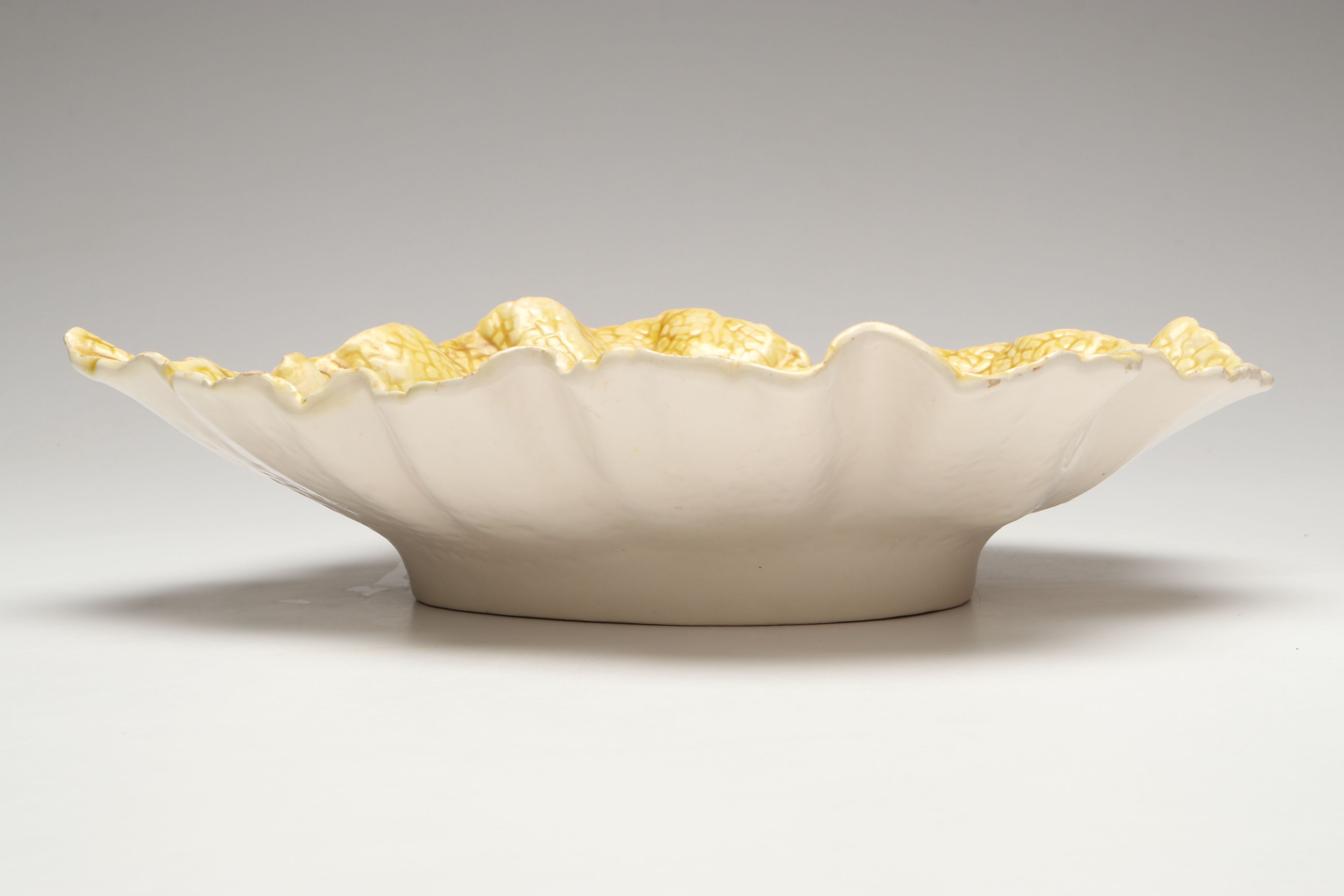 Italian Majolica Leaf Dish with Royal Vienna Style Satyar Handled Vase