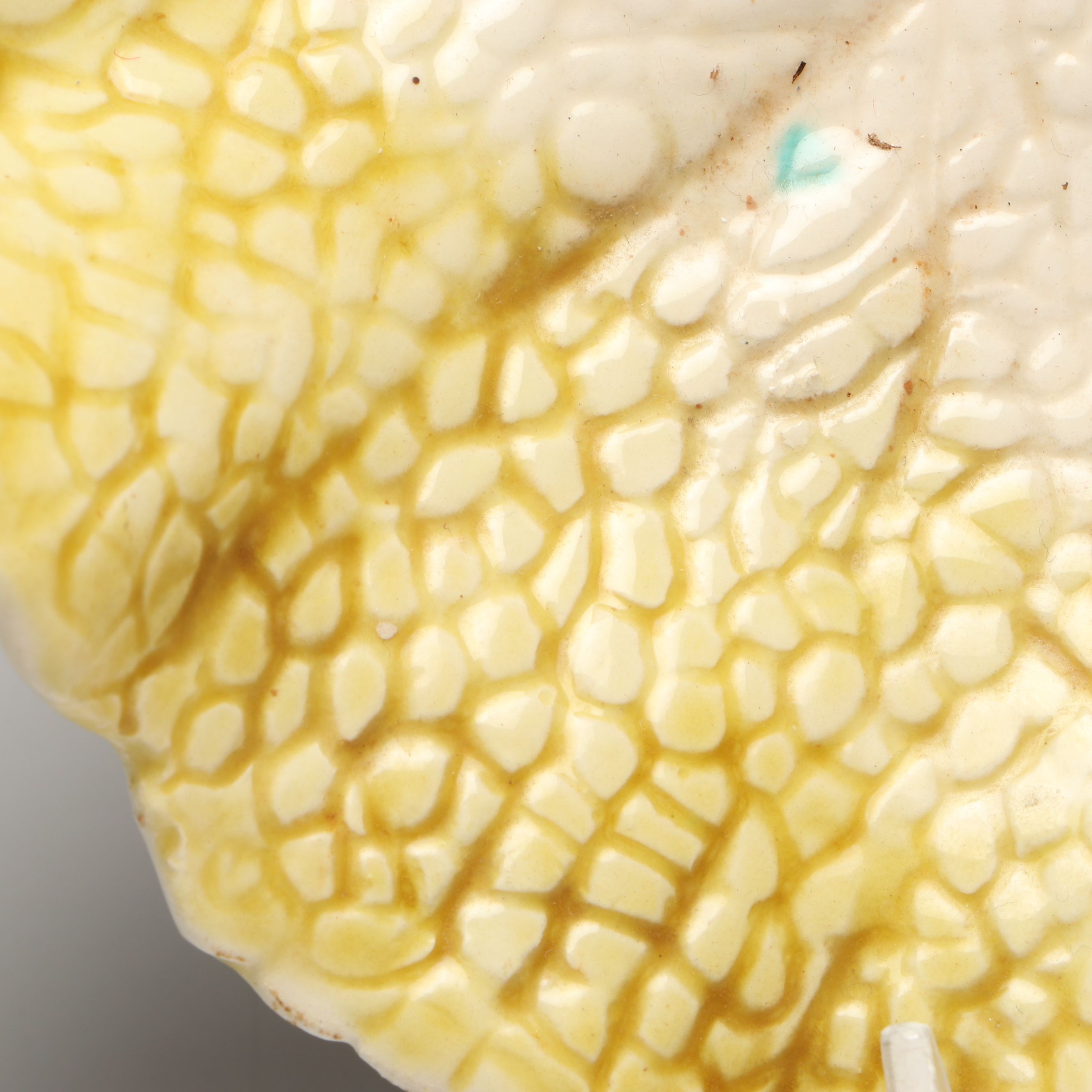 Italian Majolica Leaf Dish with Royal Vienna Style Satyar Handled Vase