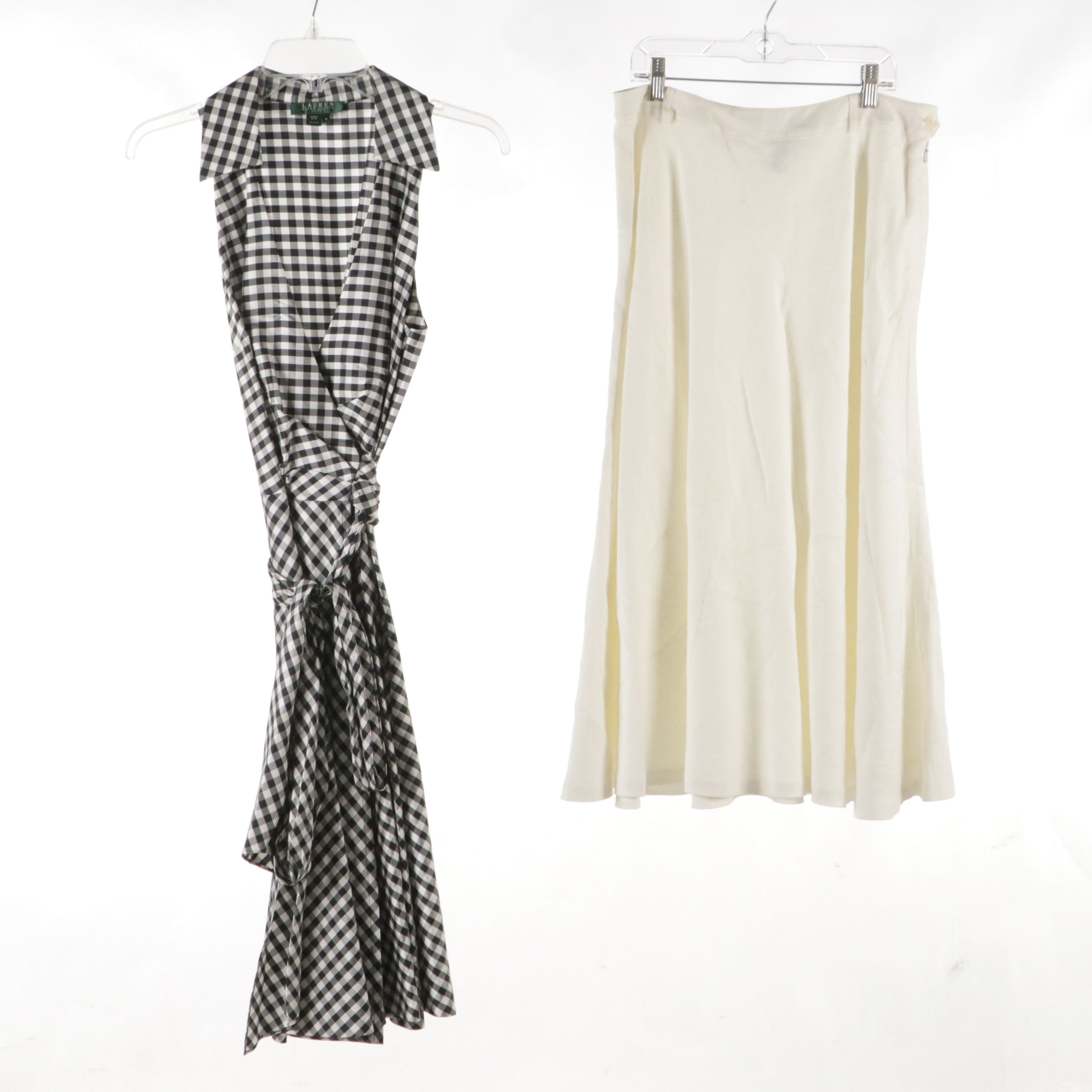 Lauren Ralph Lauren Plaid Silk Wrap Dress, White Linen Midi Skirt, Blazer & More