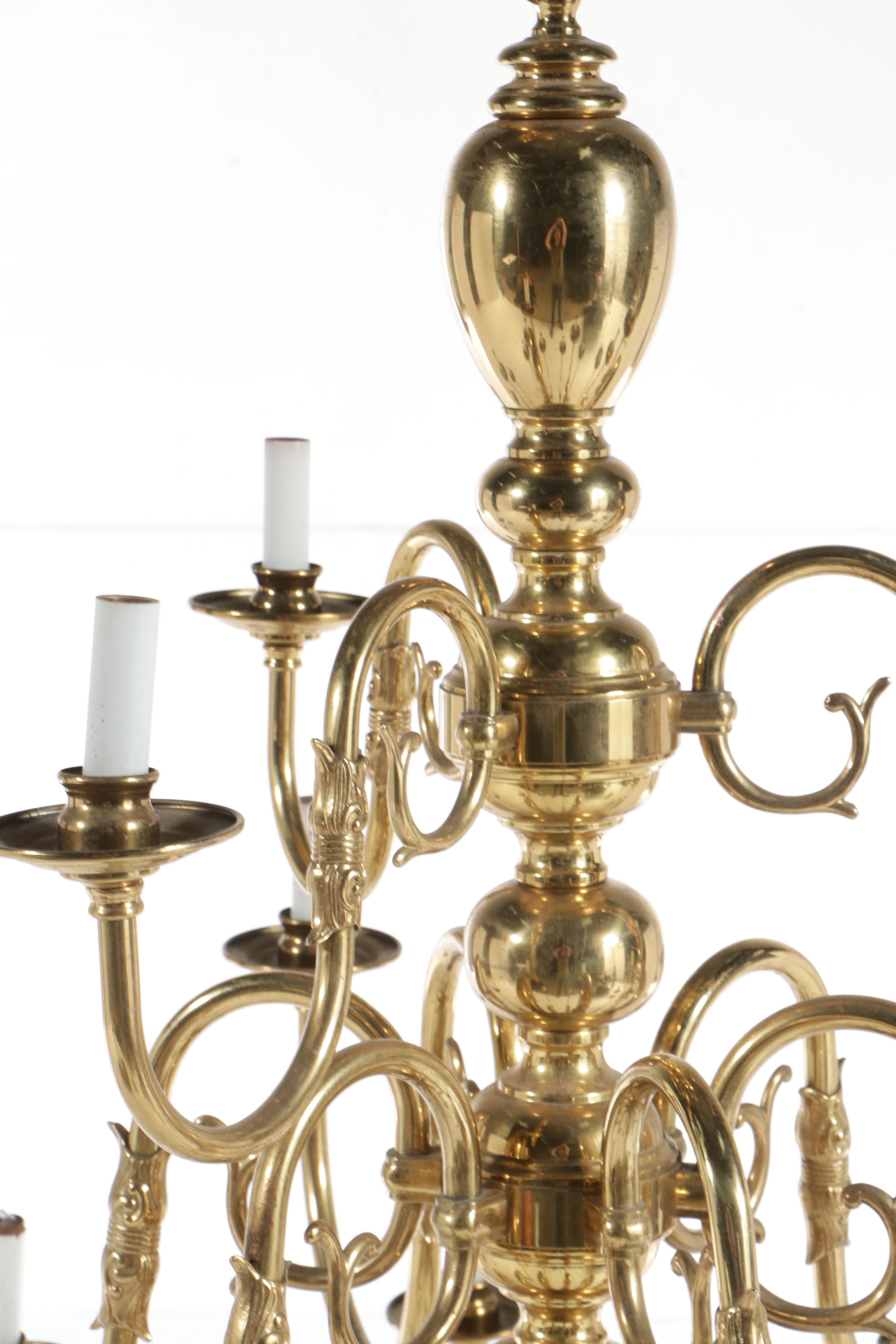 Dutch Baroque Brass Three-Tier Chandelier, 20th Century