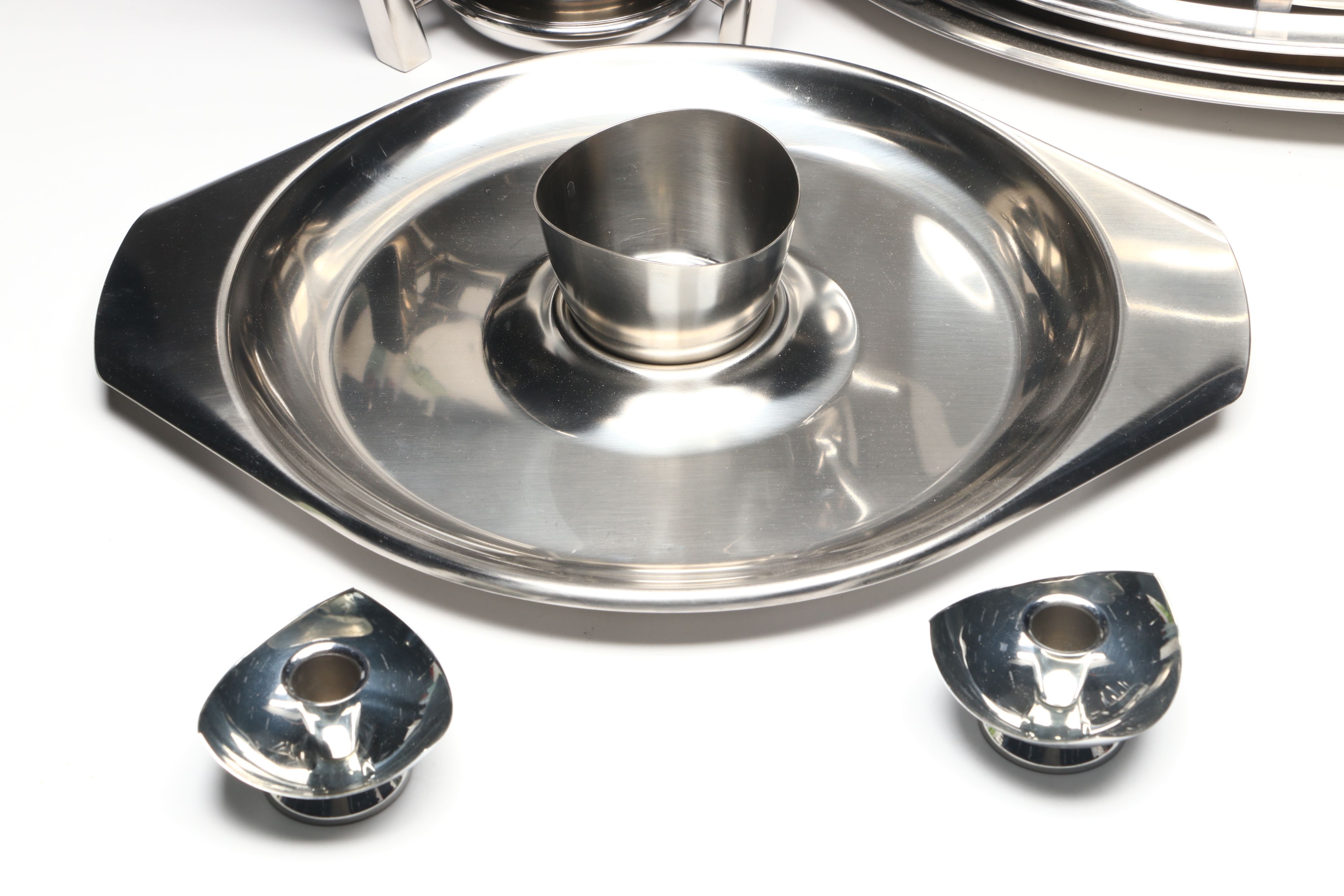 All-Clad Fondue Set, Stainless Steel Trays, and More Metal Serveware