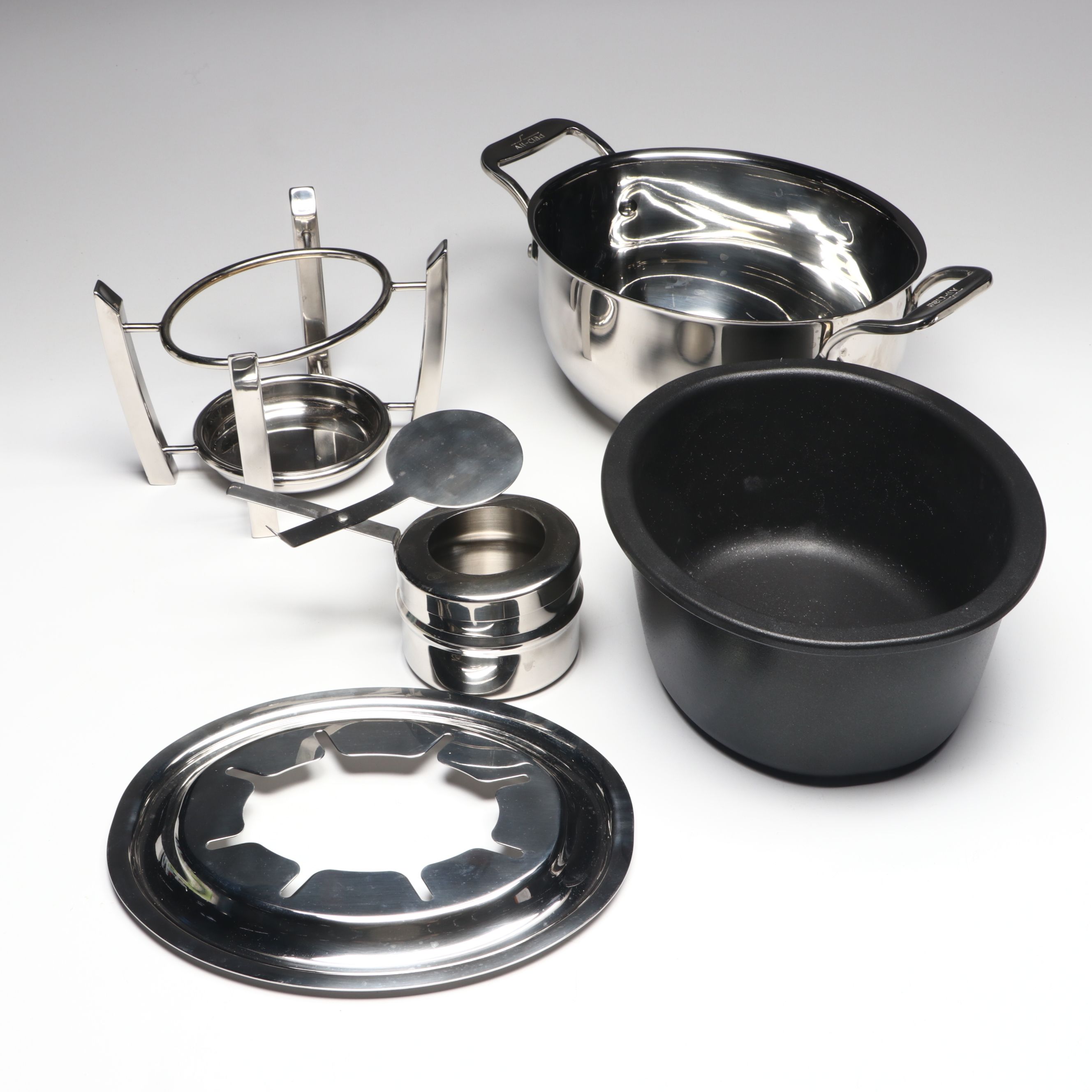 All-Clad Fondue Set, Stainless Steel Trays, and More Metal Serveware