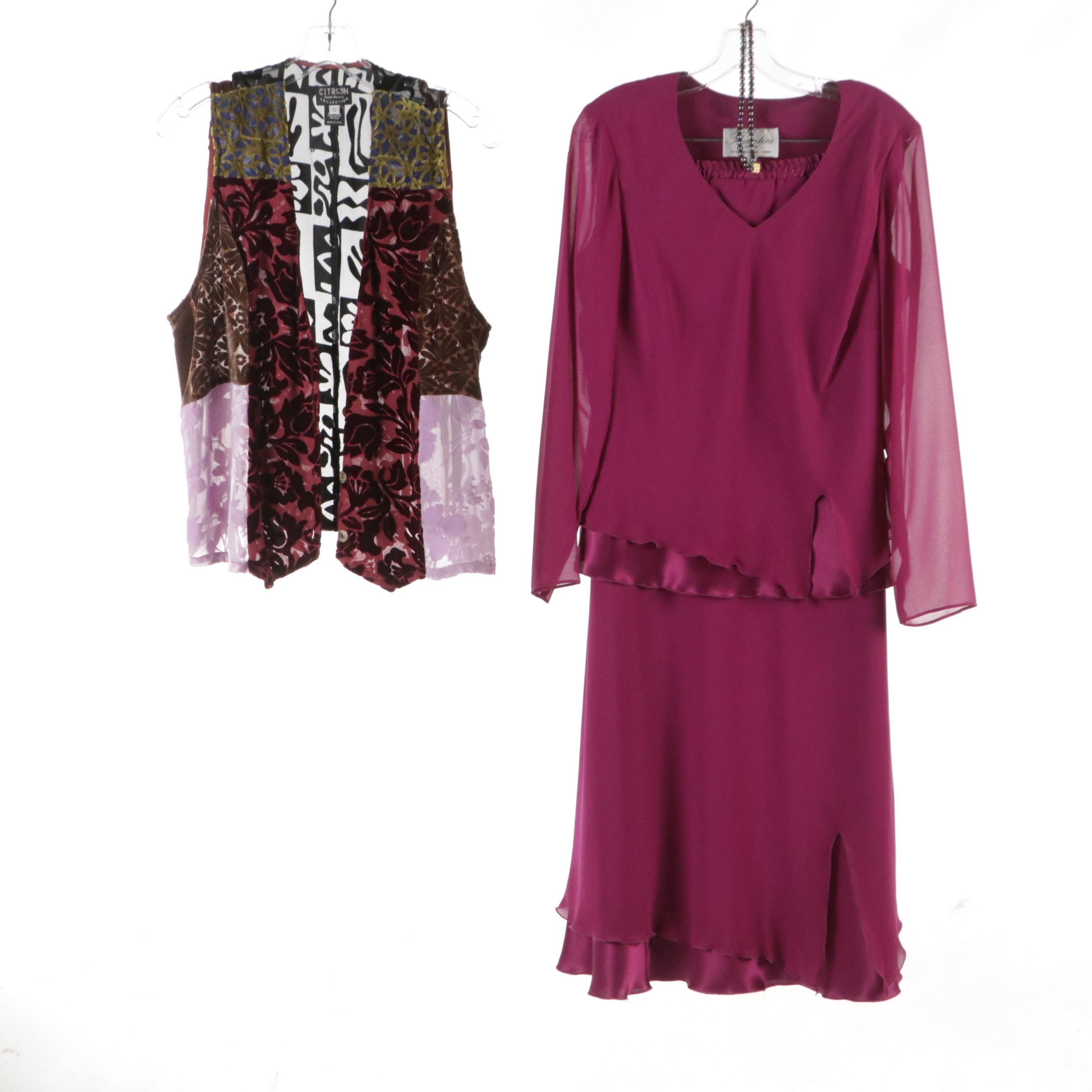 Citron Multicolored Silk Vest, Florentine 2 Piece Skirt Set, Chicos Wrap & More