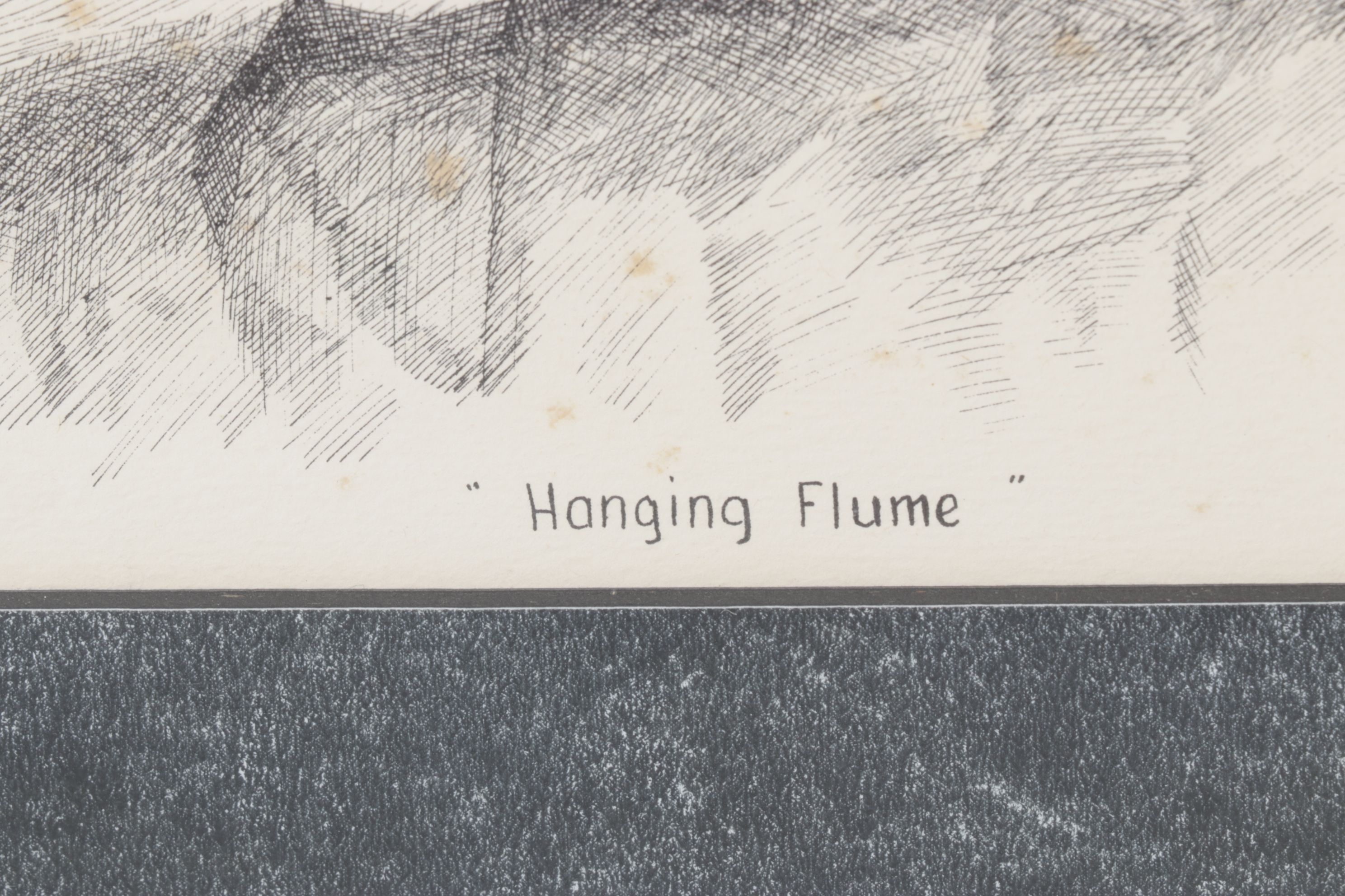 W.R. Doherty Etching of Mining Scaffolding Structure "Hanging Flume", 1970