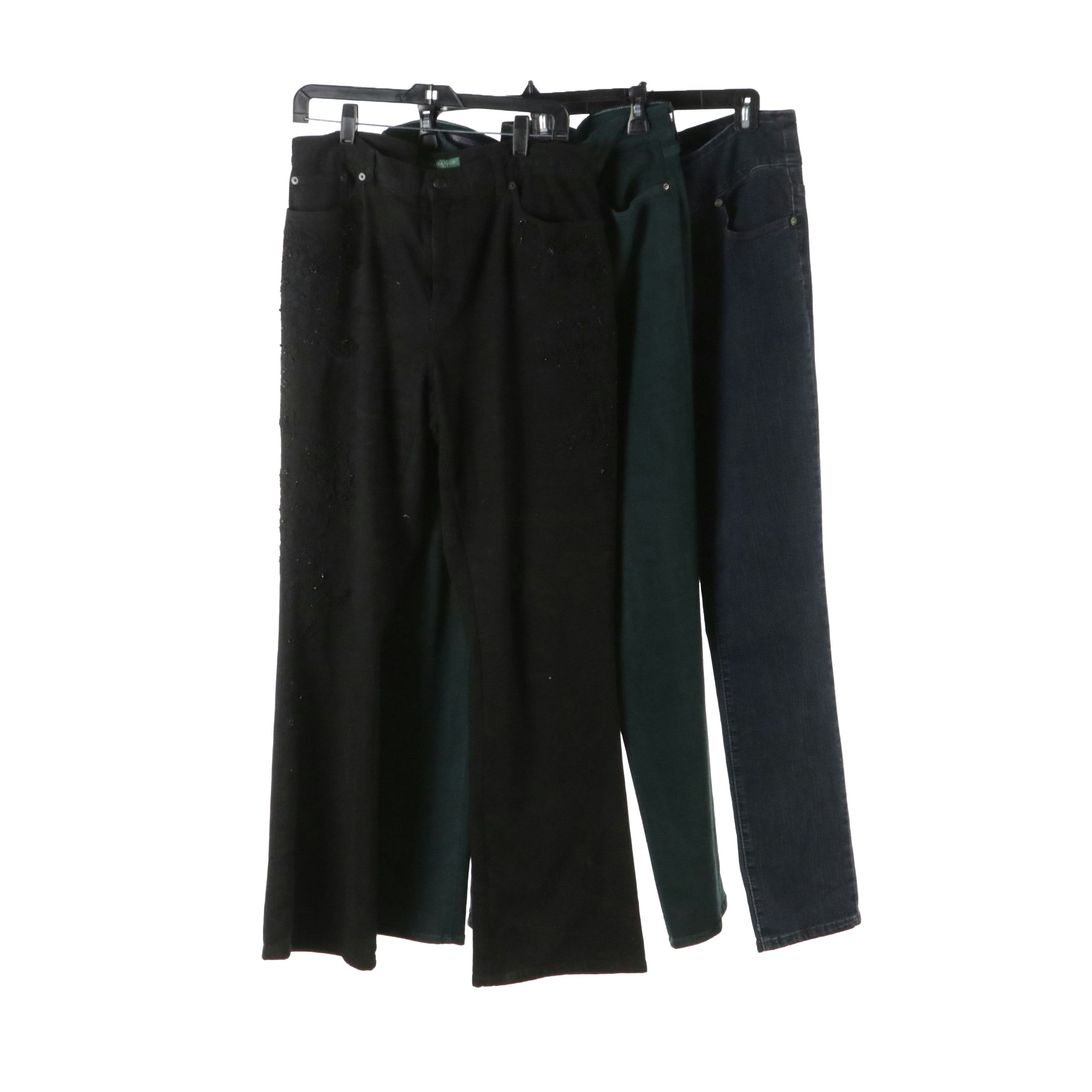 Ralph Lauren Jeans Co. Embellished Black Jeans, NYDJ Green Jeans, Other Pair