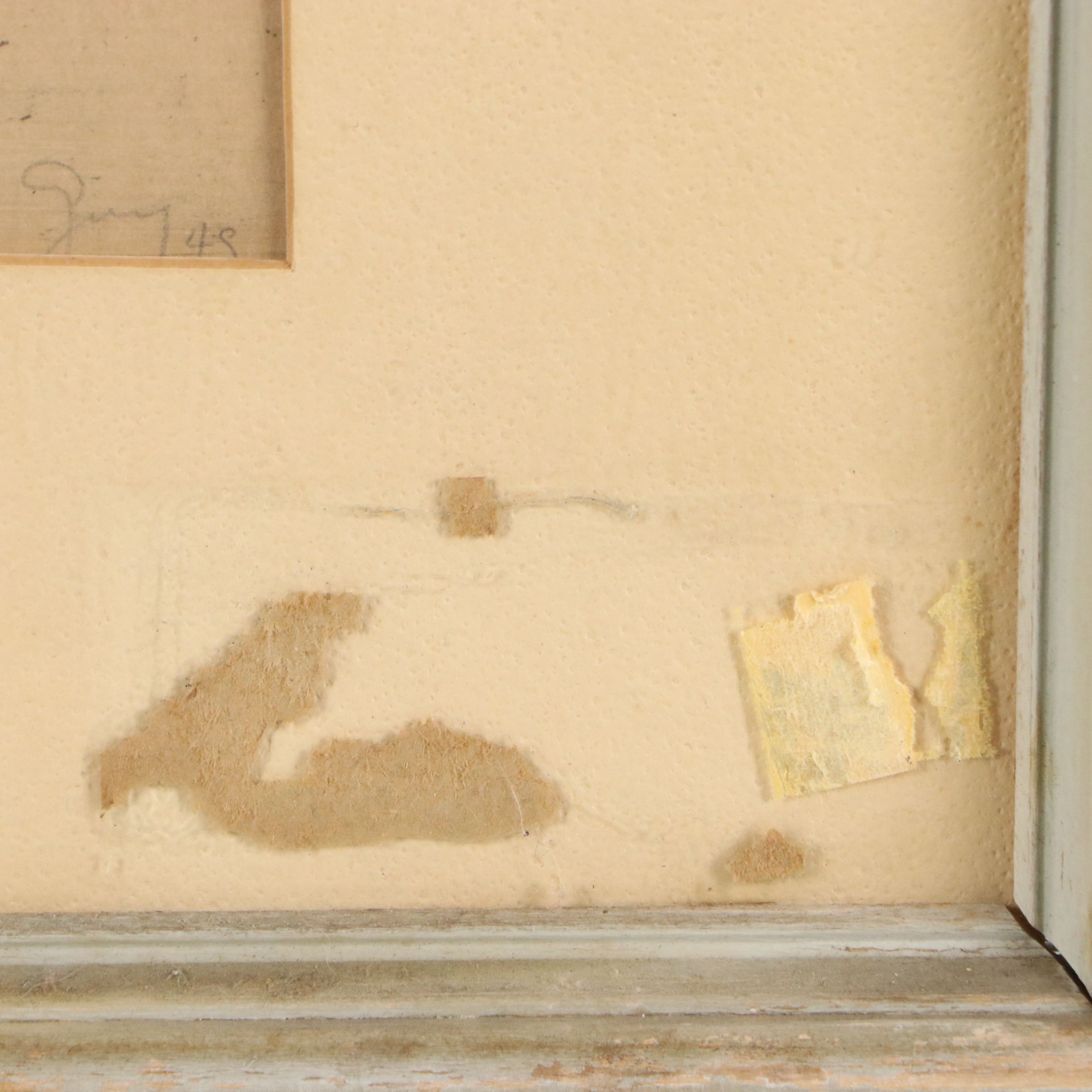 Cubist Style Mixed Technique Ink Composition, 1940s