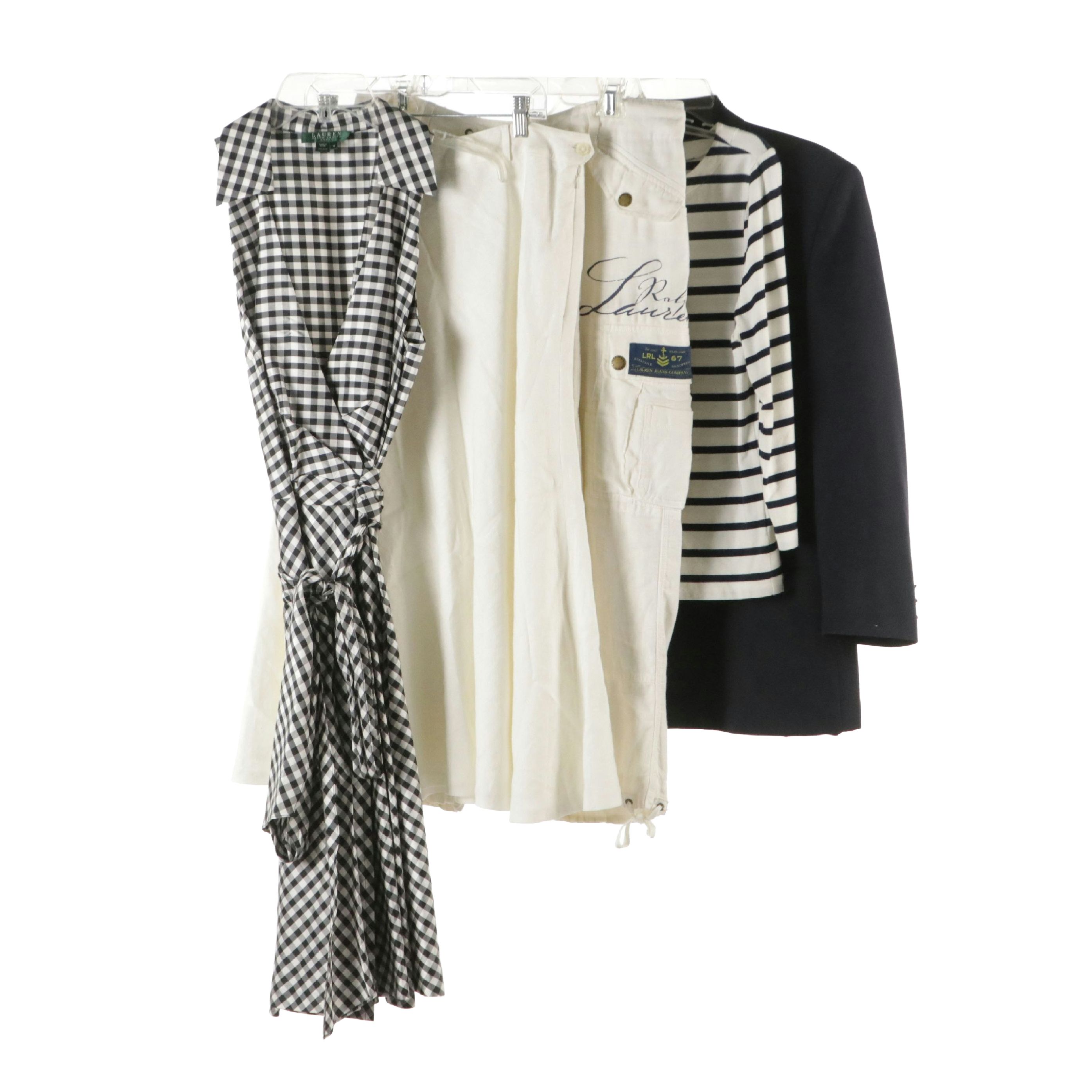 Lauren Ralph Lauren Plaid Silk Wrap Dress, White Linen Midi Skirt, Blazer & More