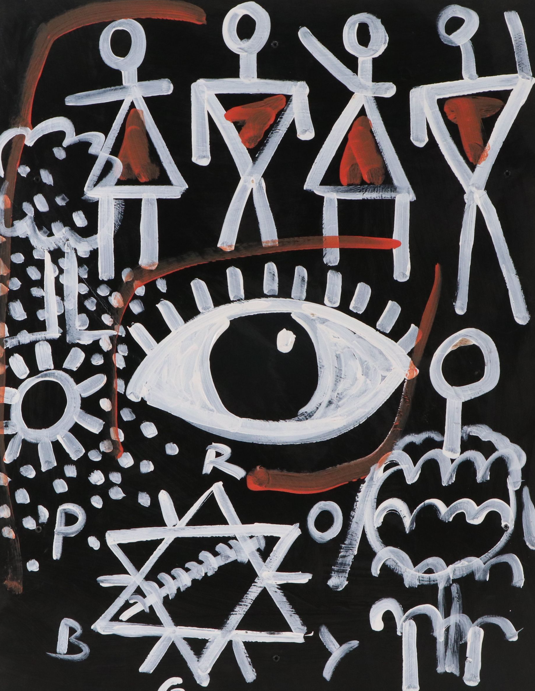 Abiola Idowu Stylized Acrylic Painting "Reproduction," 21st Century