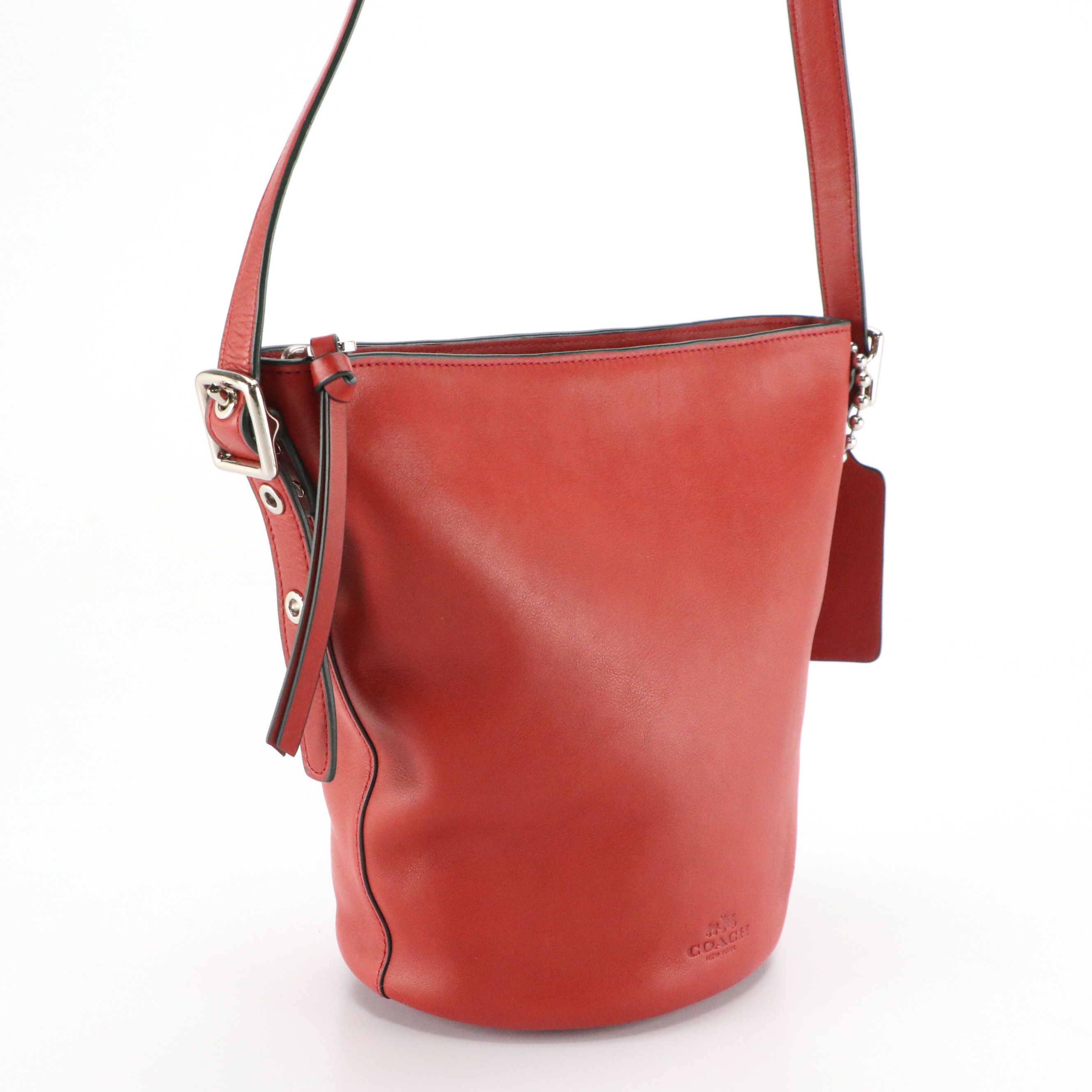 Coach Bleecker Mini Bucket Duffel Bag in Red Grained Leather