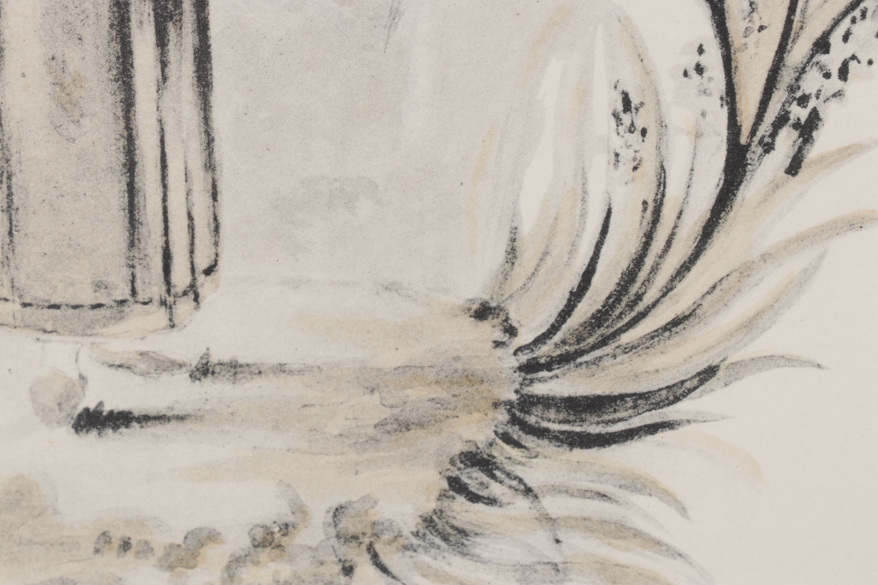 Orientalist Hand-Colored Lithos of Women in Garden Scenes, Mid-20th C.