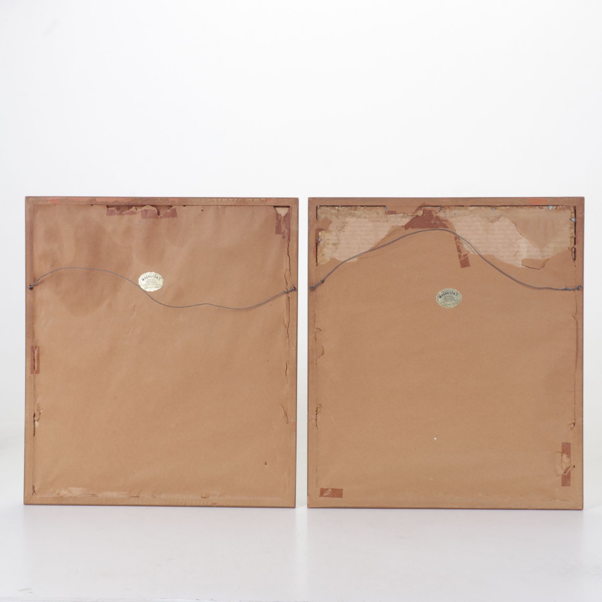 Orientalist Hand-Colored Lithos of Women in Garden Scenes, Mid-20th C.