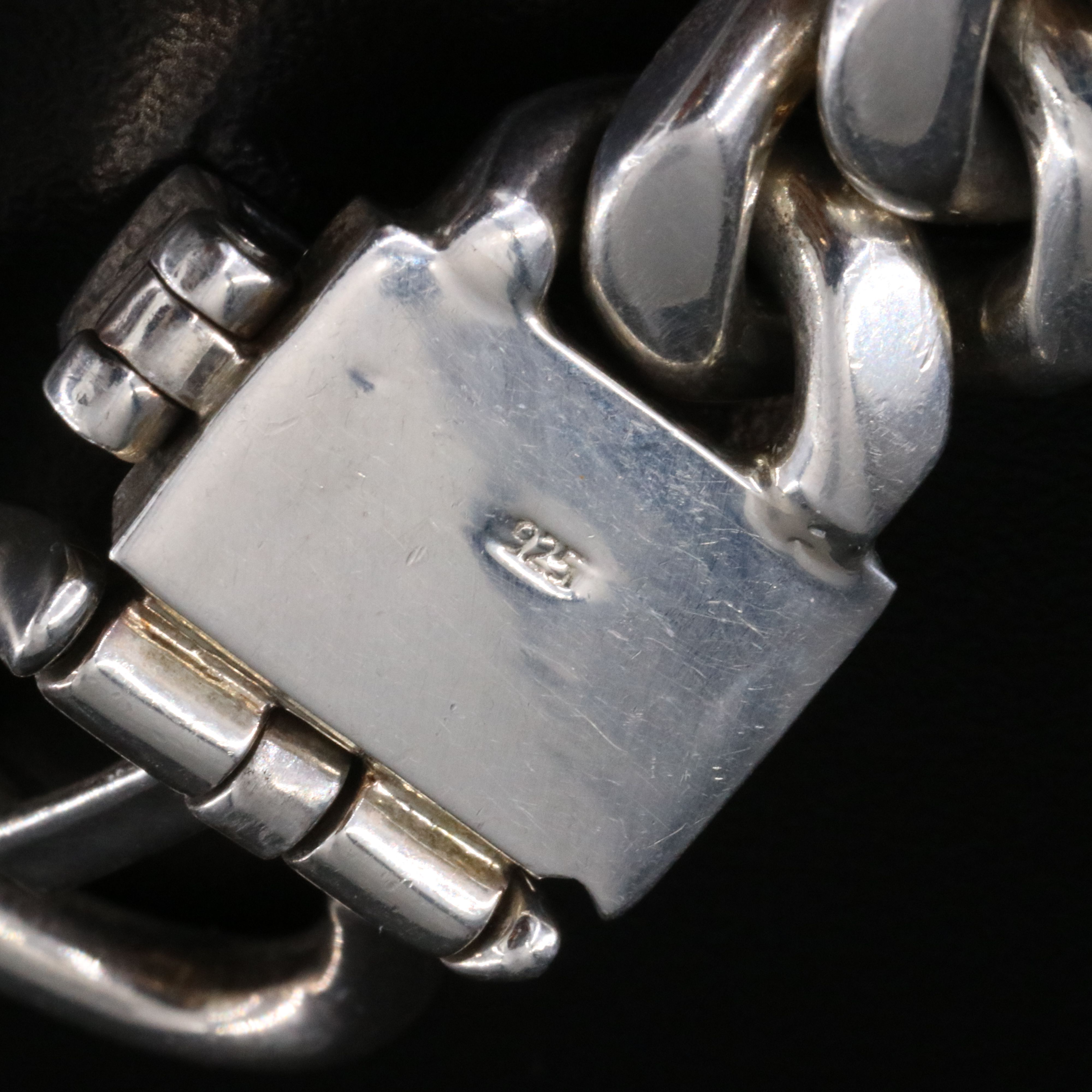 Sterling Curb Chain Buckle Bracelet