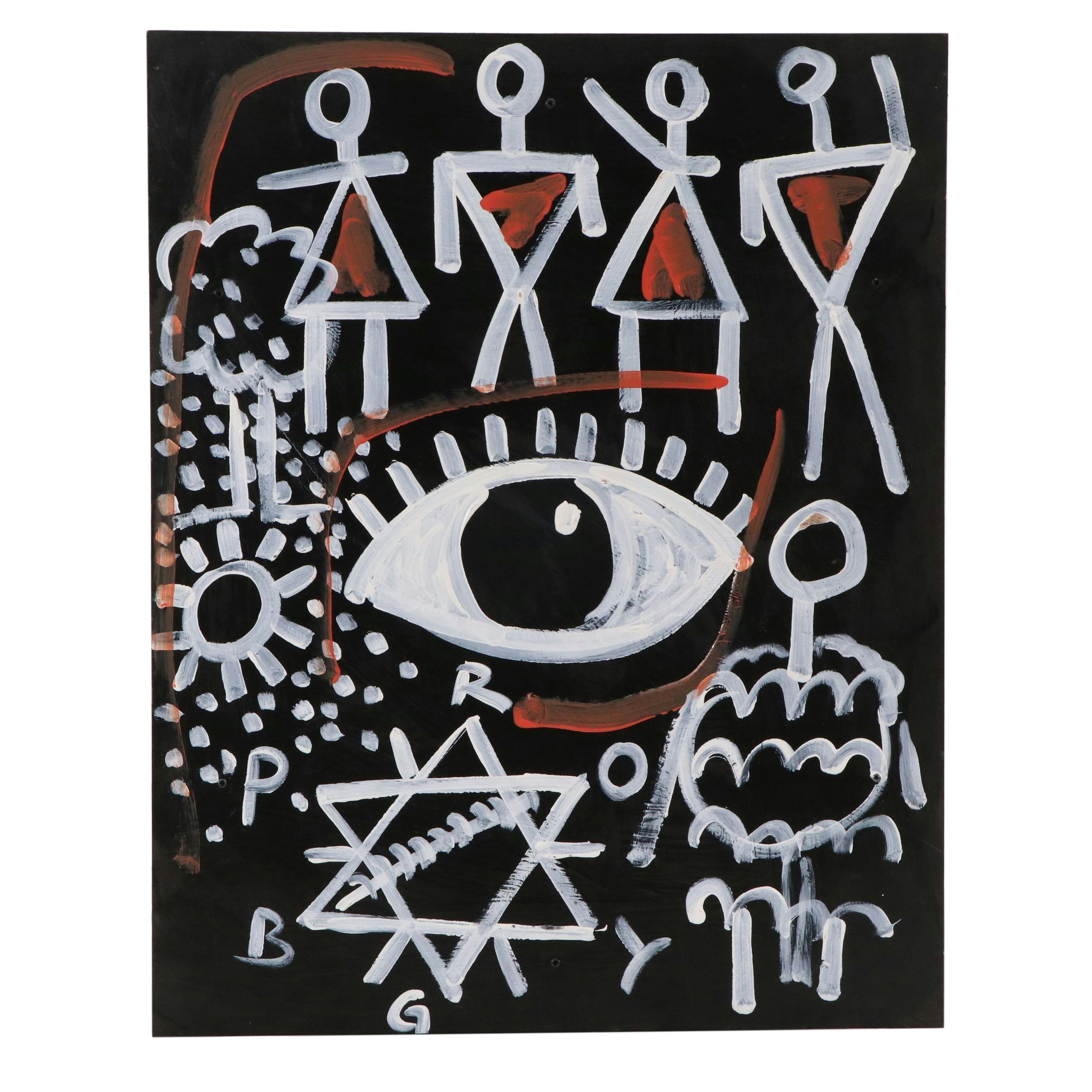 Abiola Idowu Stylized Acrylic Painting "Reproduction," 21st Century