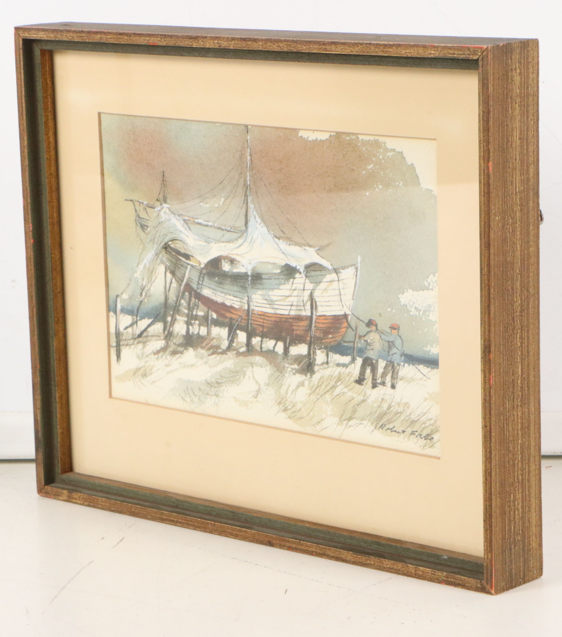 Robert Fabe Nautical Scene Watercolor Painting, Mid-20th Century