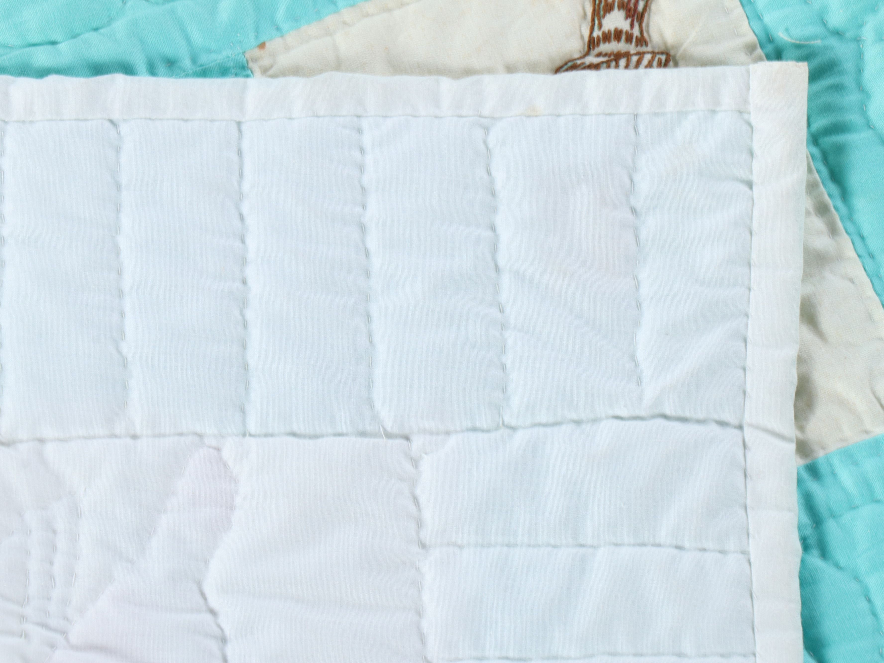 Embroidered State Bird Quilt with Wood Quilt Stand