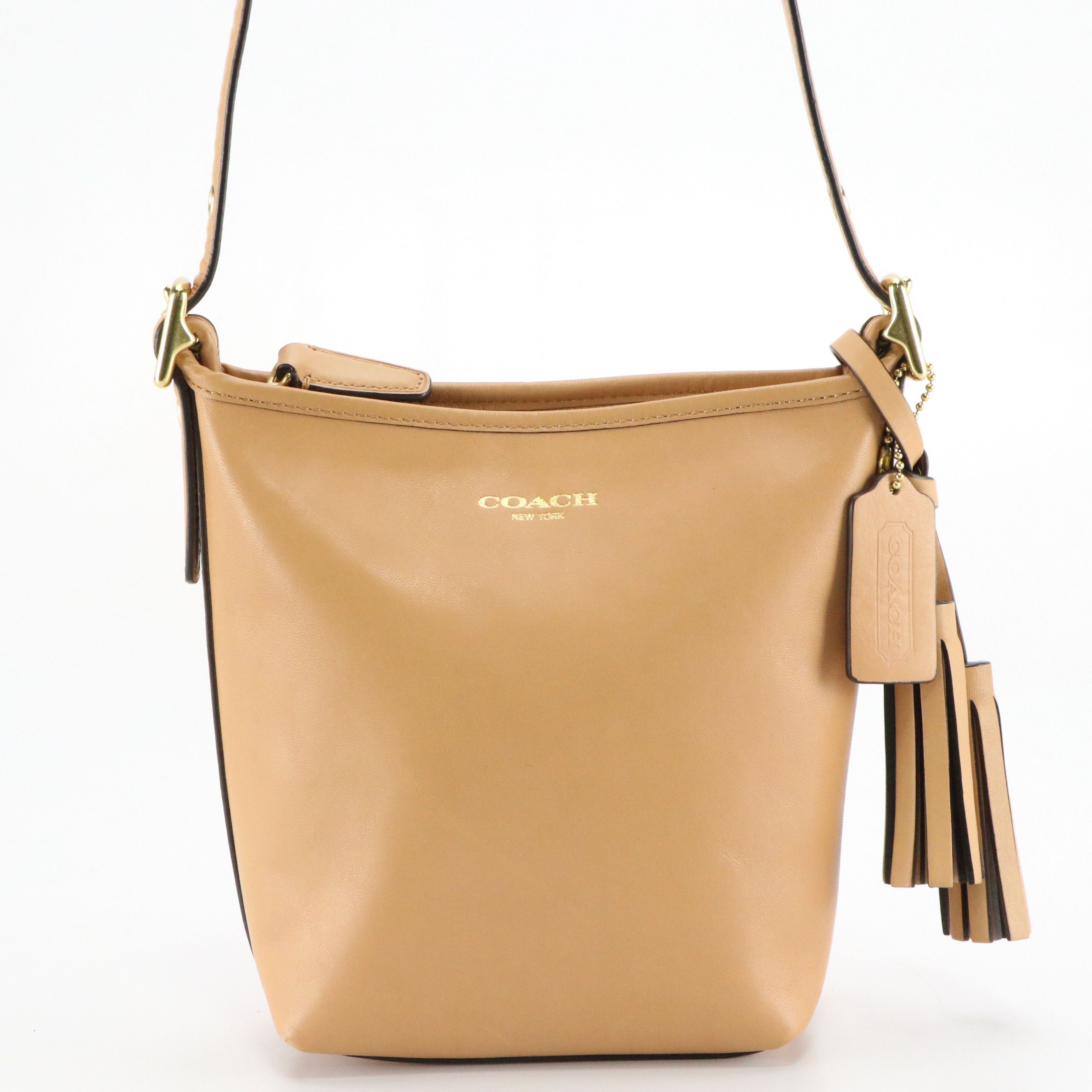 Coach Mini Legacy Duffel Crossbody Bag in Smooth Beige Leather