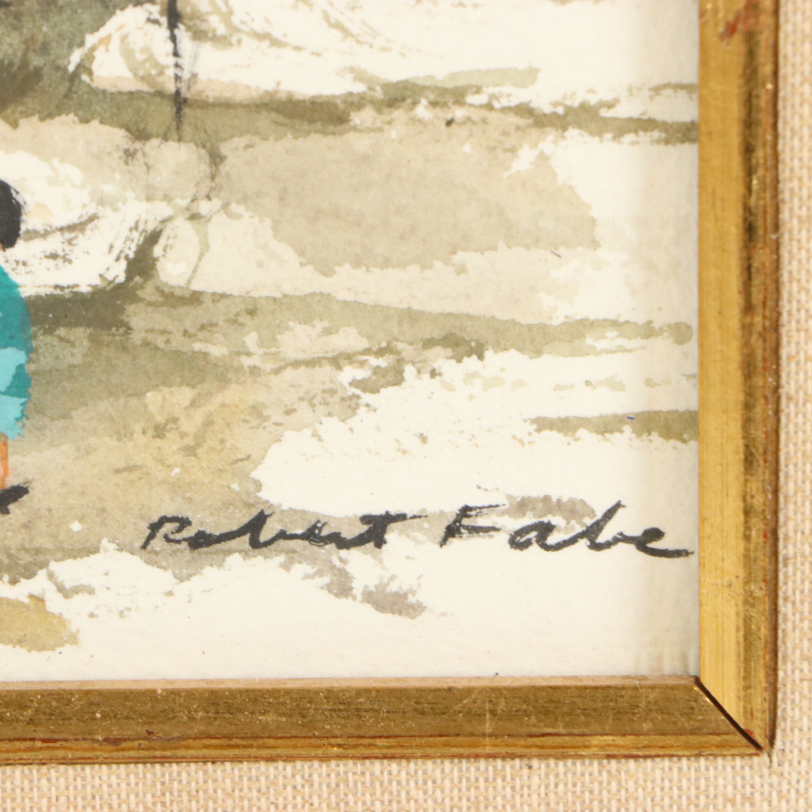 Robert Fabe Watercolor Painting of Coastal Landscape, Mid-20th Century