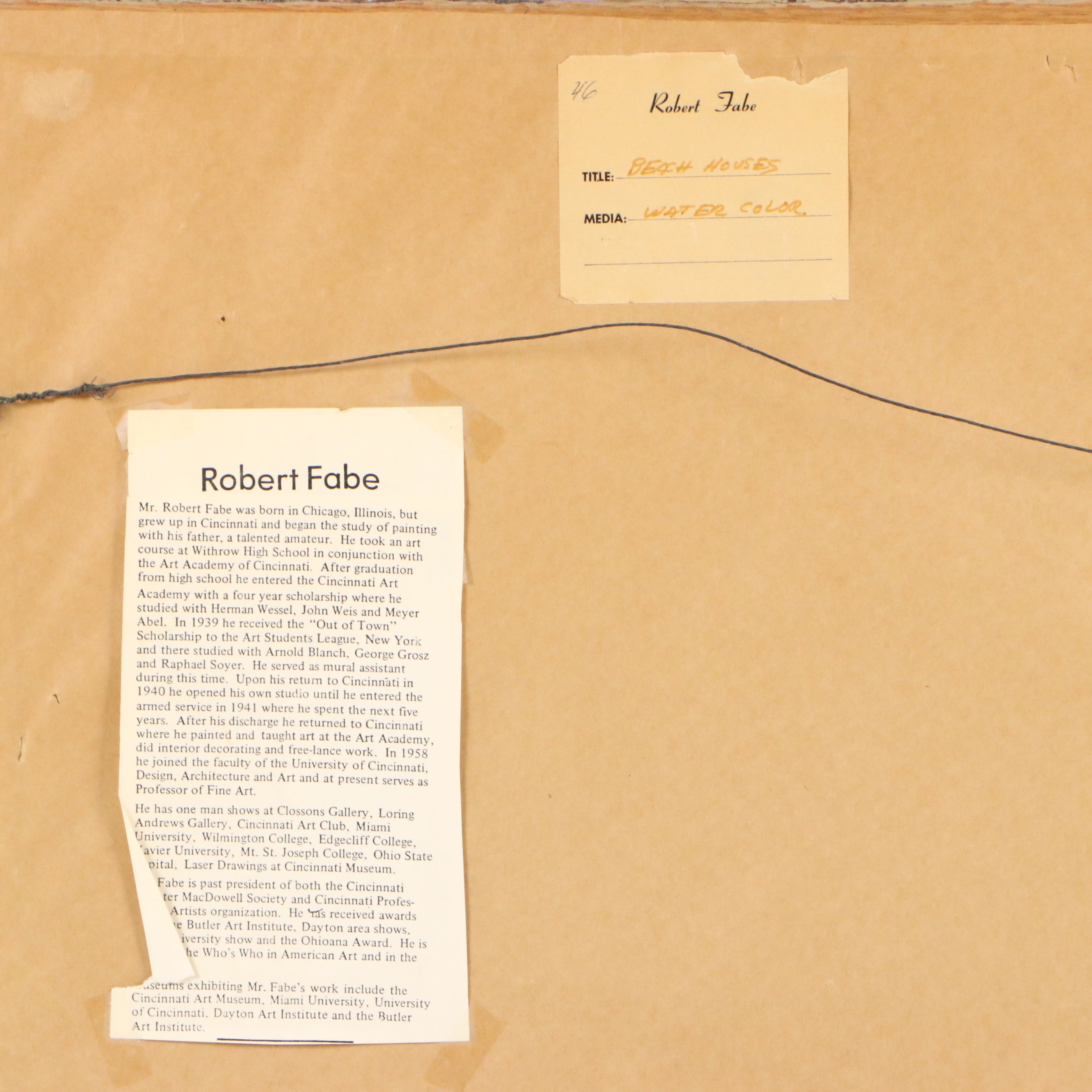 Robert Fabe Watercolor Painting of Coastal Landscape, Mid-20th Century