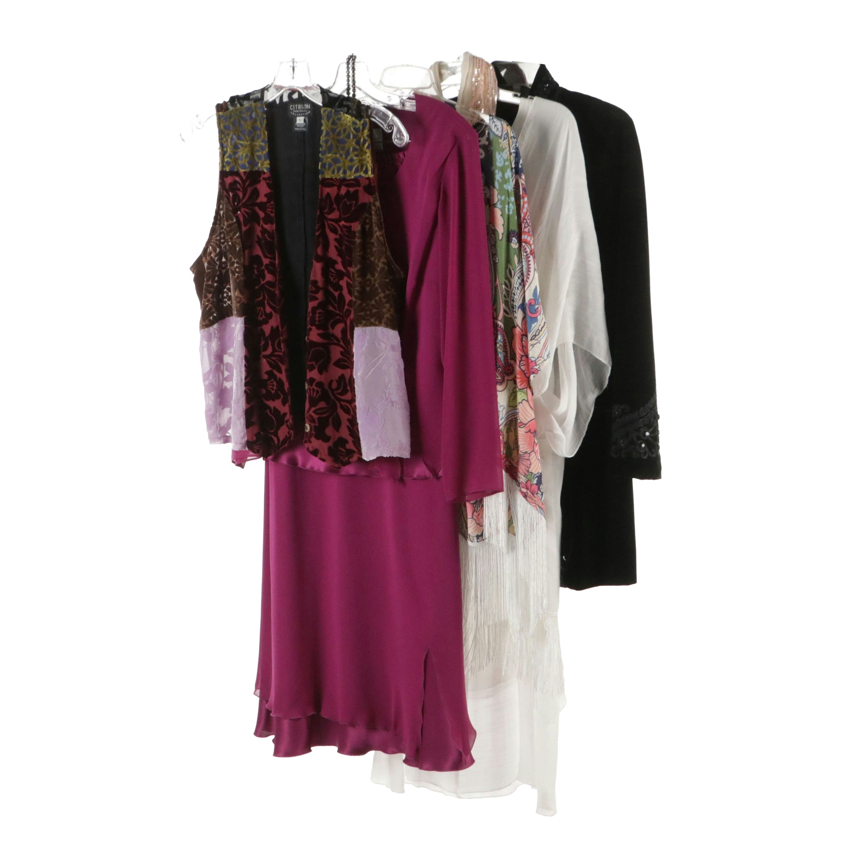 Citron Multicolored Silk Vest, Florentine 2 Piece Skirt Set, Chicos Wrap & More