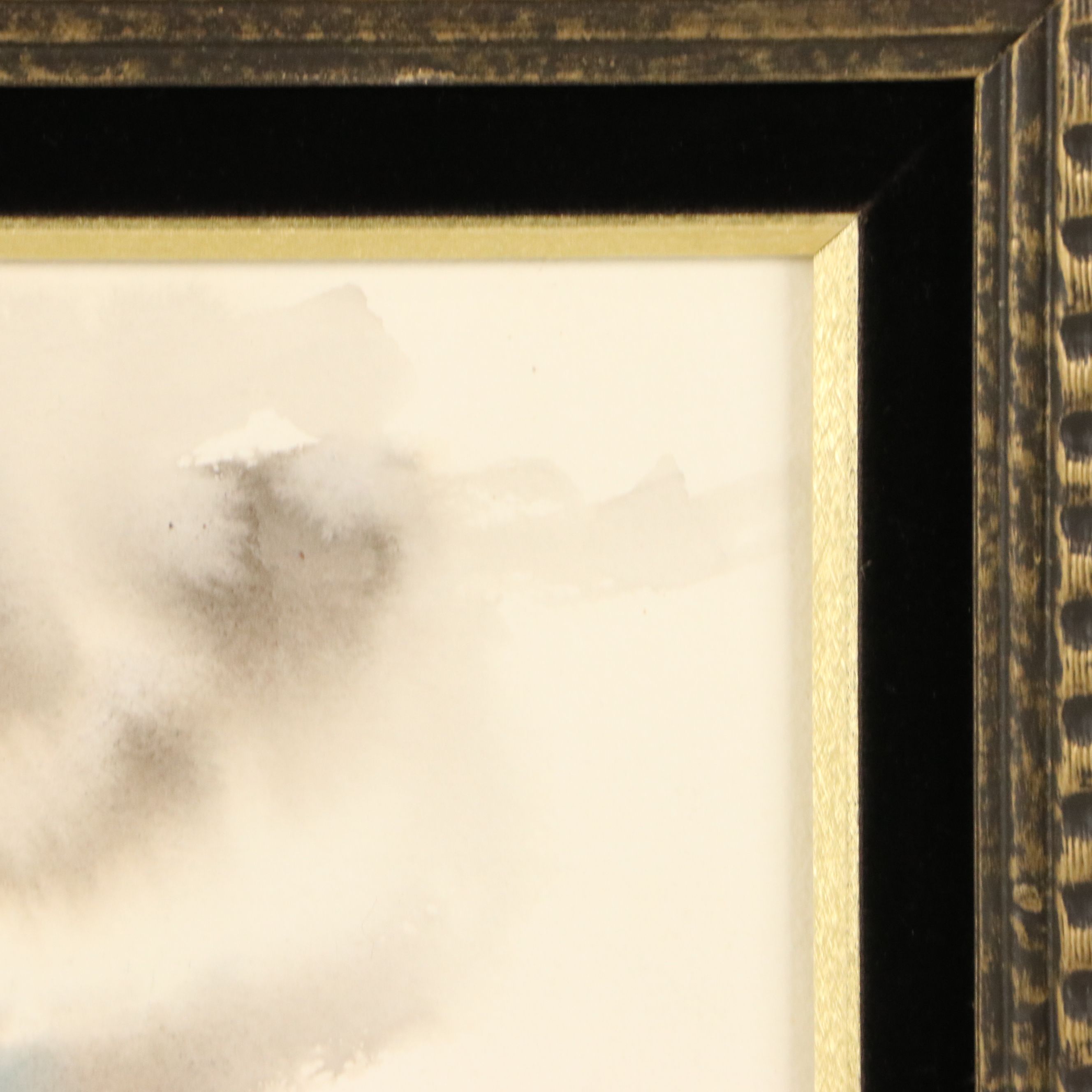 Robert Fabe Watercolor Painting of Rainy Day with Children, Mid-20th Century