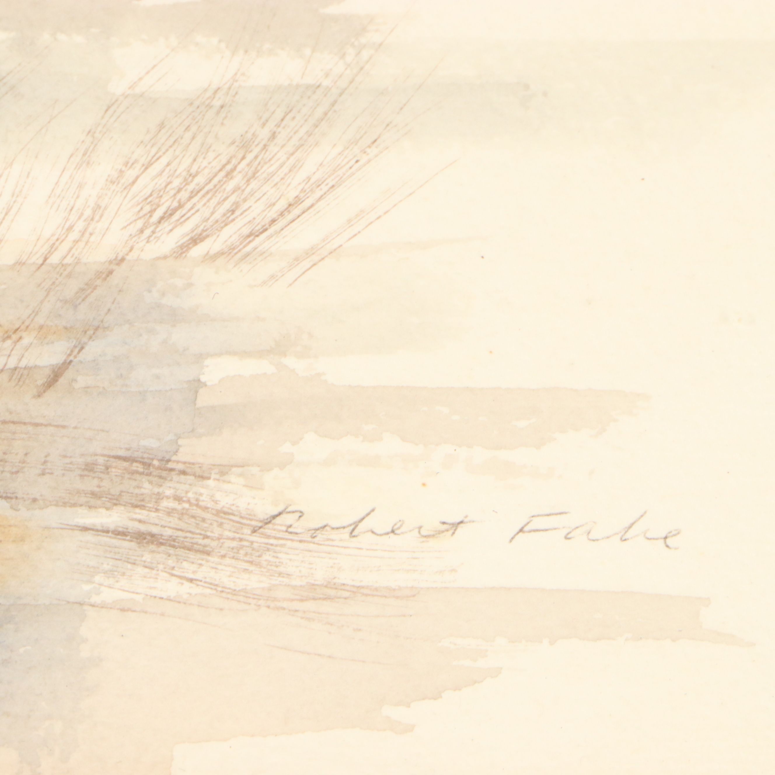 Robert Fabe Watercolor Painting of Rainy Day with Children, Mid-20th Century