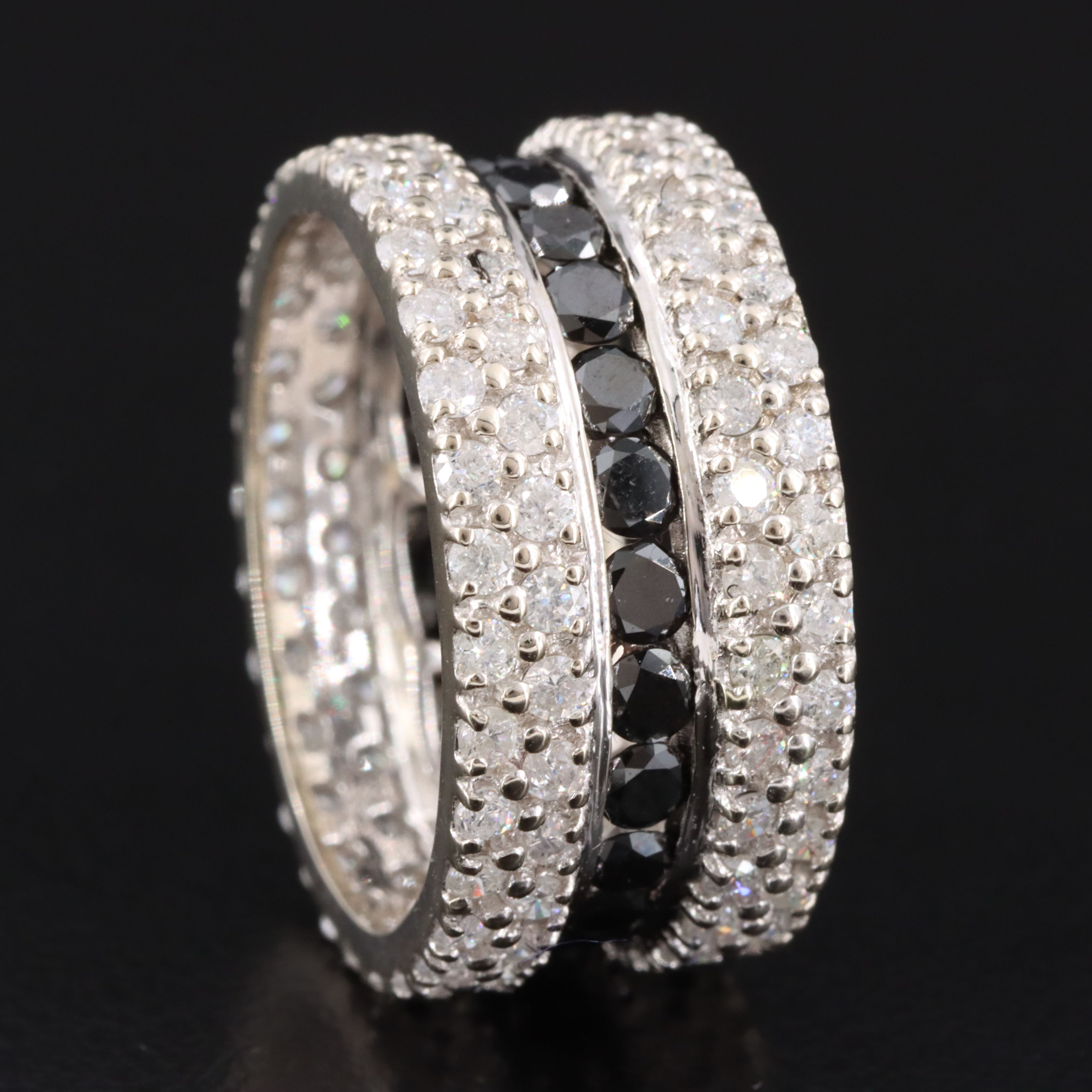 14K 4.37 CTW Diamond Wide Eternity Band with Fancy Black Diamonds