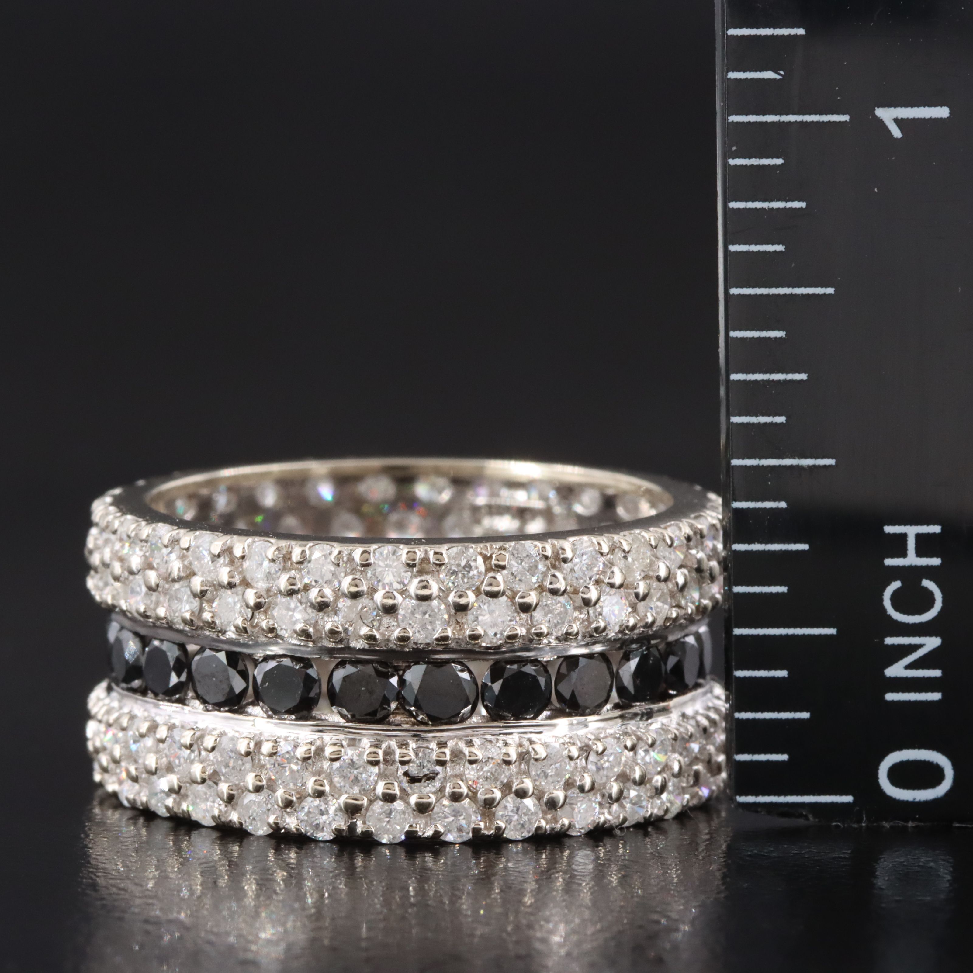 14K 4.37 CTW Diamond Wide Eternity Band with Fancy Black Diamonds