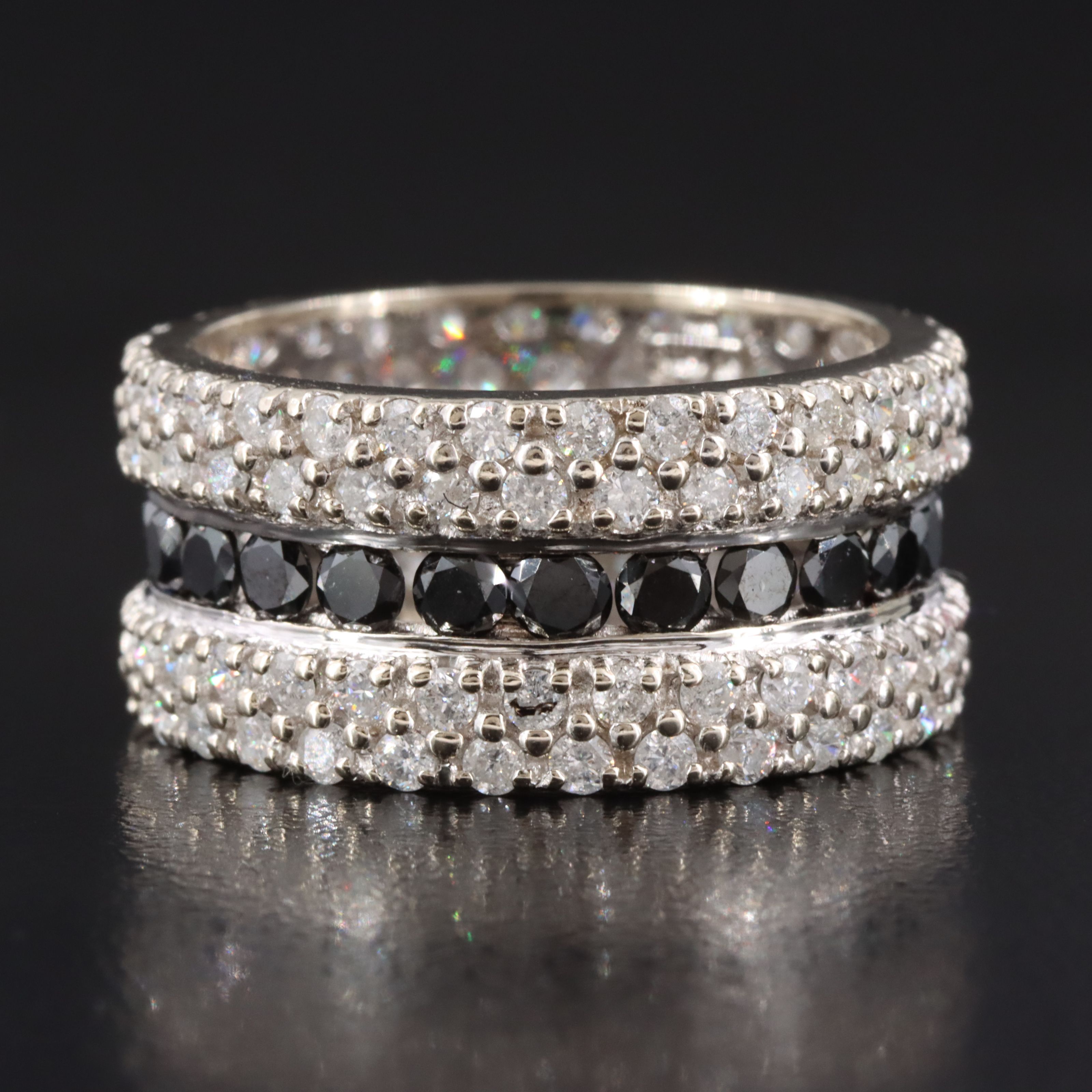 14K 4.37 CTW Diamond Wide Eternity Band with Fancy Black Diamonds