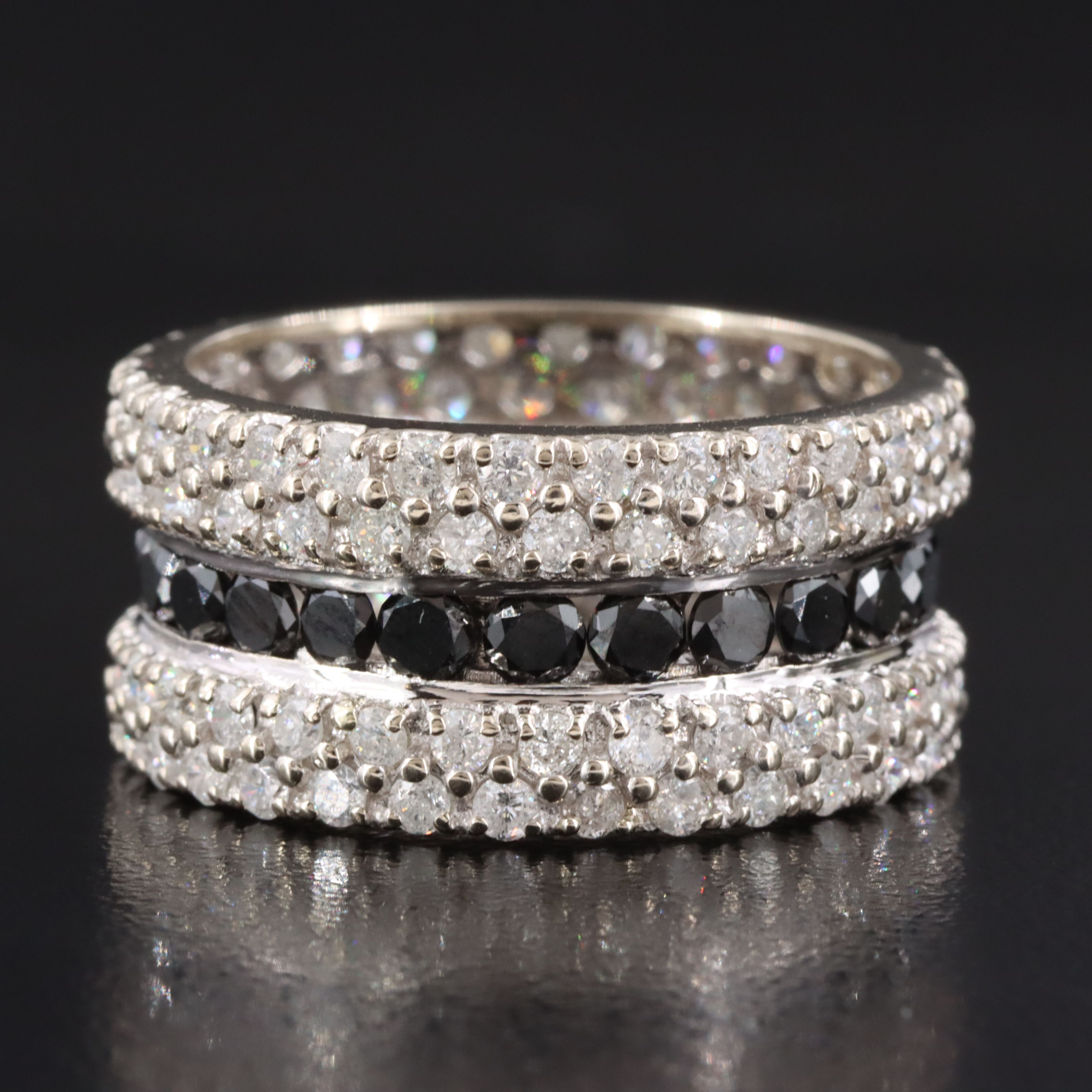 14K 4.37 CTW Diamond Wide Eternity Band with Fancy Black Diamonds