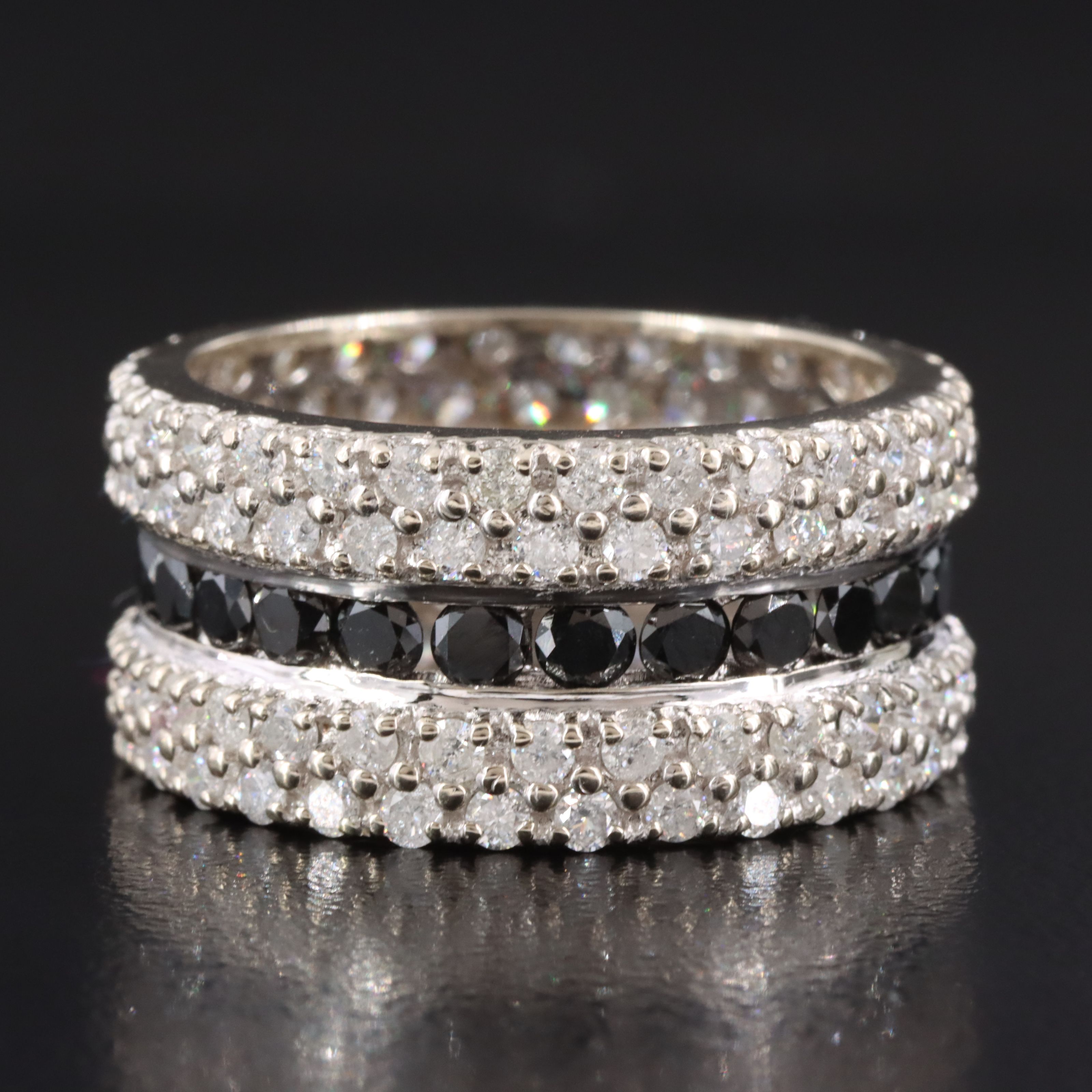14K 4.37 CTW Diamond Wide Eternity Band with Fancy Black Diamonds
